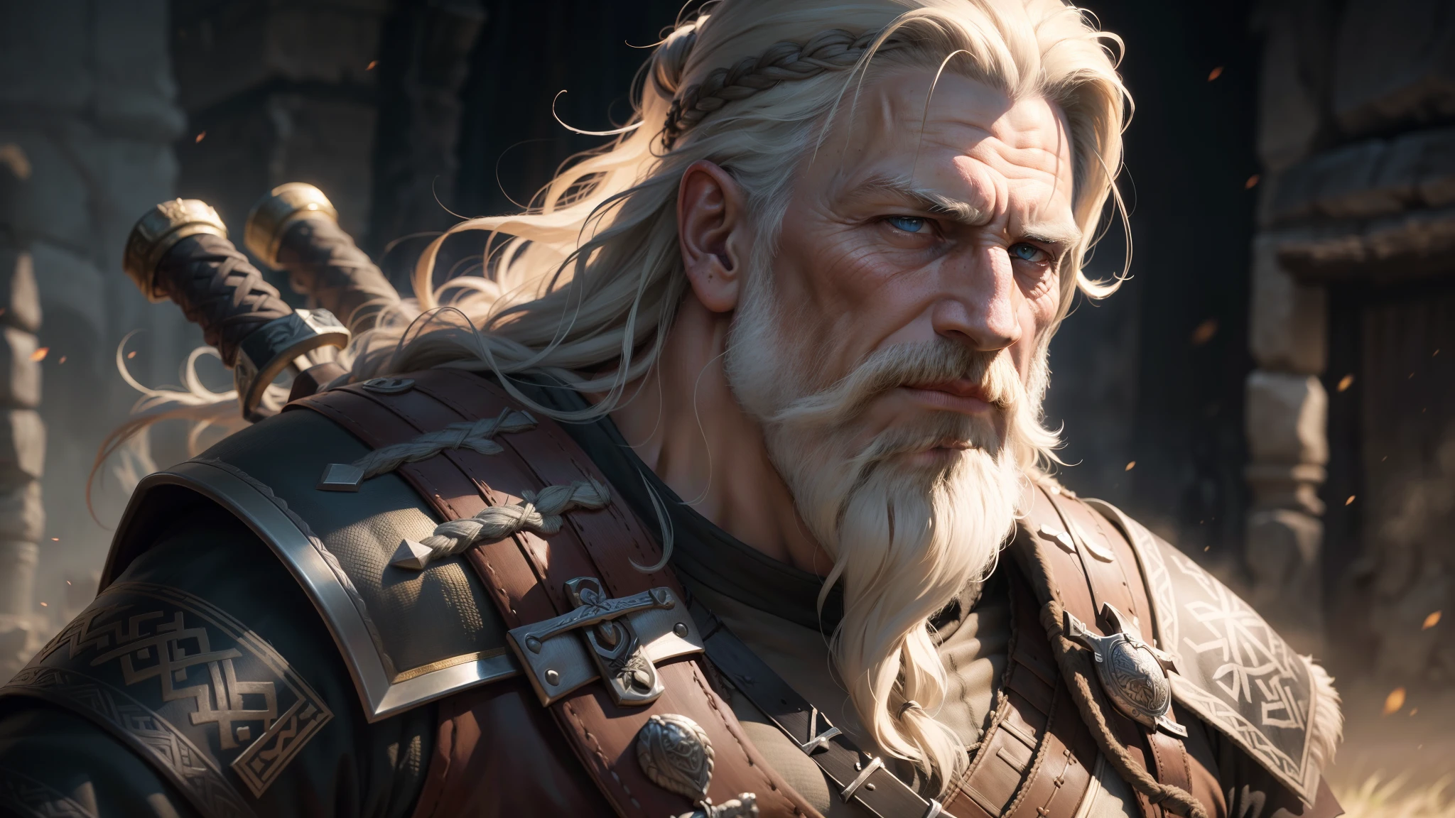 a close up of a drawing of an old man with a sword, viking warrior illustration, painted portrait of rugged odin, norse god, norse warrior, ancient viking warrior, odin, viking god, viking king, viking warrior, epic viking king, picture of an adult male warrior, dwarven, by Hristofor Žefarović

UHD, HDR Ultra High quality details, 4k, portrait