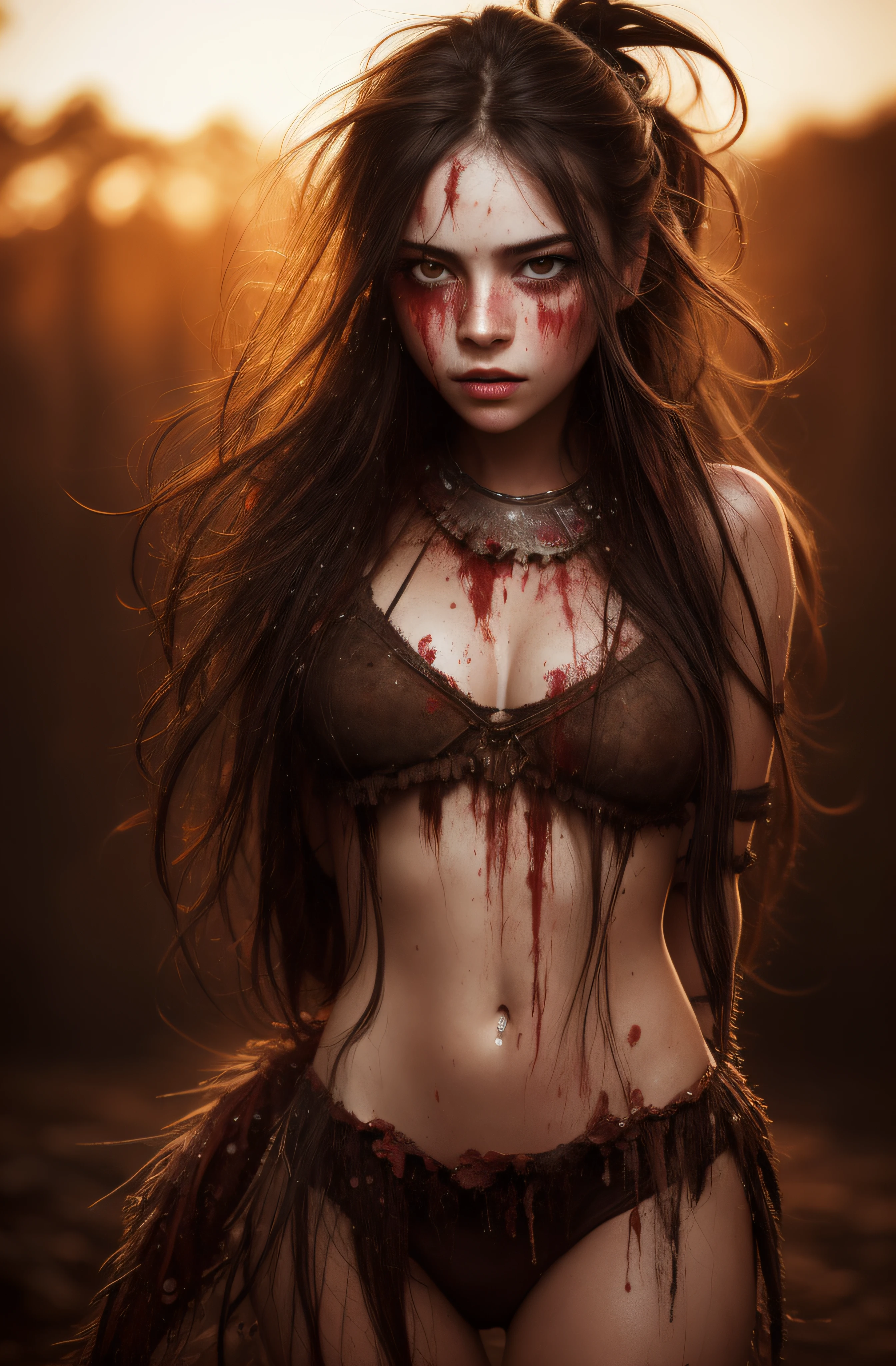a cute girl, (epic portrait:0.85), flowing hair, sweaty skin, night, [[soft cinematic light, adobe lightroom, photolab, hdr, intricate, highly detailed, ]], ((by brian m viveros)), (depth of field), epic realistic, (bloodpunk:1.2)