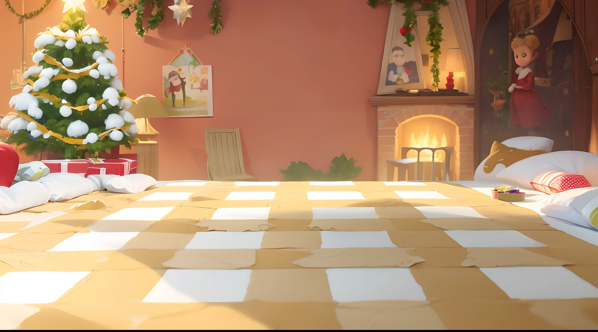 (Masterpiece), (Best quality: 1.1), (Super detail), detail, Cosy,Christmas room,by Pixar