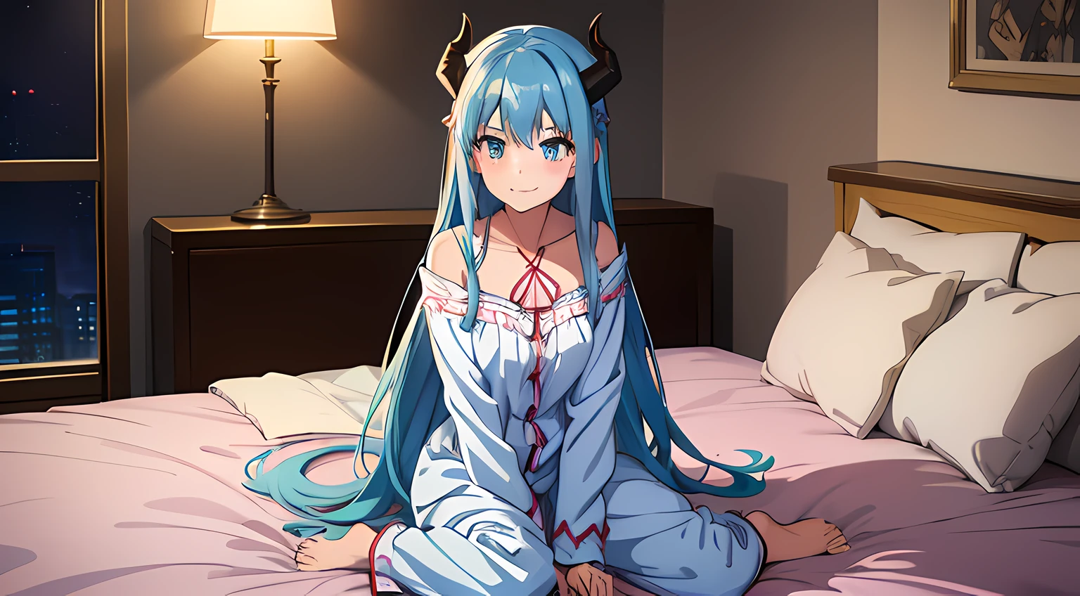 masterpiece, highest quality, High resolution, Arwendy, Long Hair, Twin tails, hair ornaments, Exposing shoulders,
,Bracelet, bracelet, Bedroom,Cowboy Shot,
Embarrassed,press breasts together