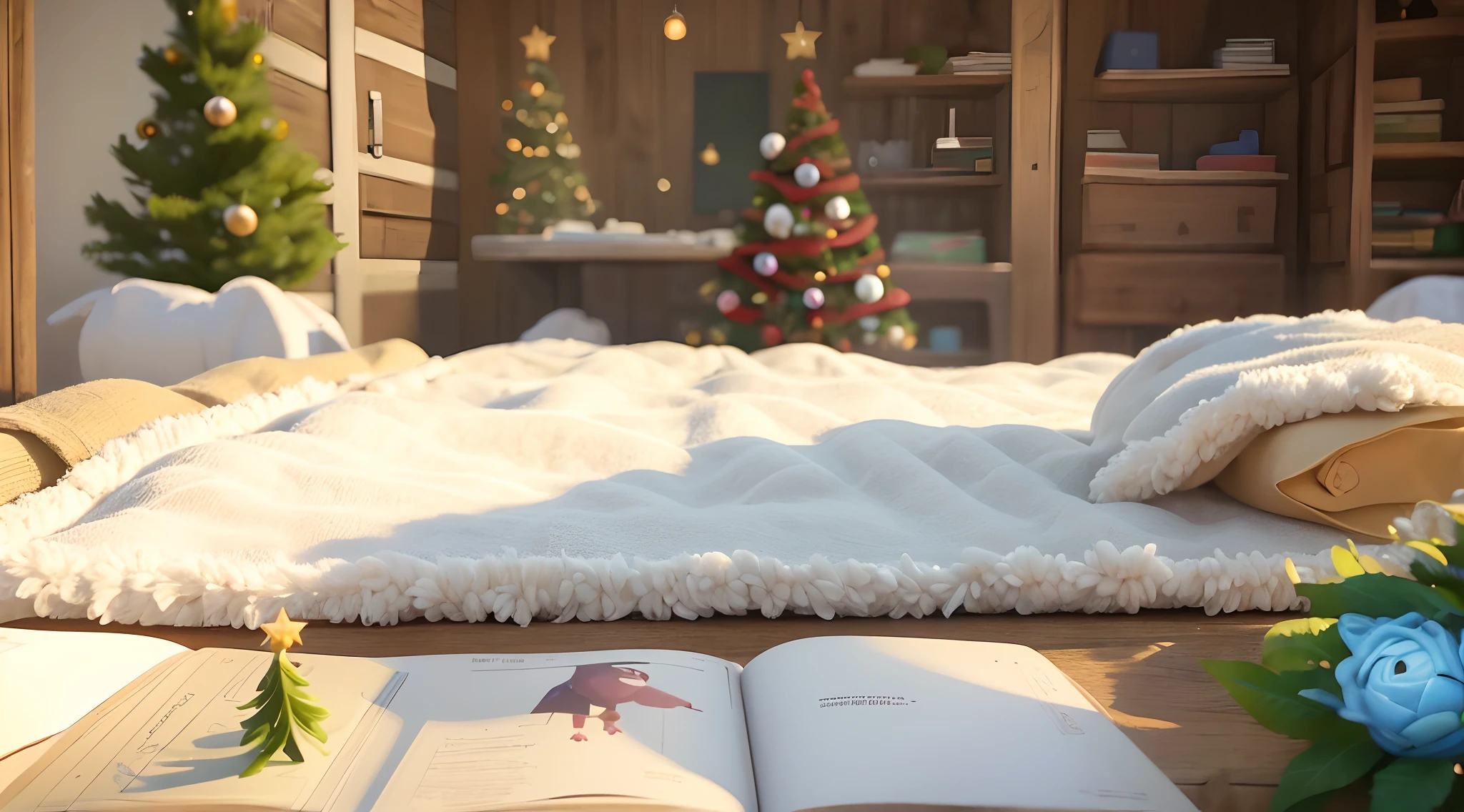 (Masterpiece), (Best quality: 1.1), (Super detail), detail, Cosy，Christmas room，by Pixar
