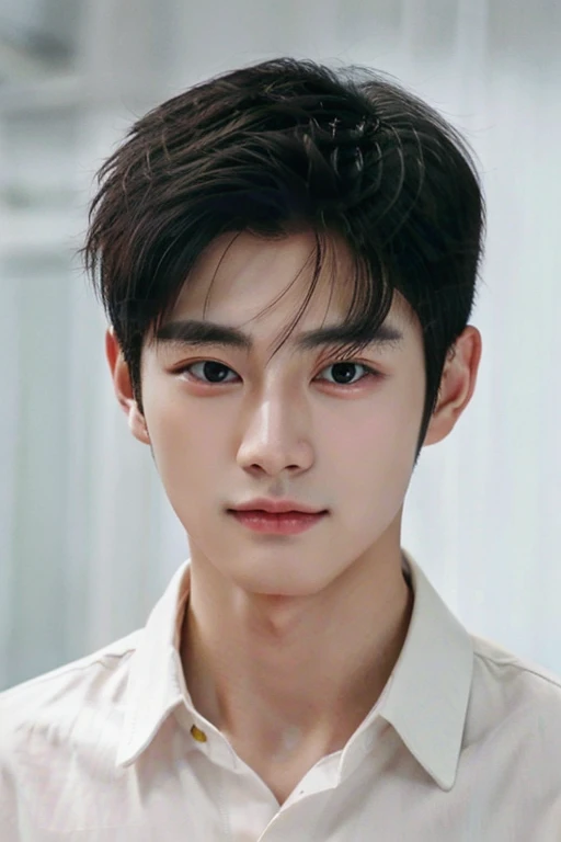 Close-up of a man in a white shirt, Inspired by Zhang Han, Cai Xukun, yanjun cheng, Shin Jinying, Inspired by Bian Shoumin, Male ulzzang, ruan jia beautiful!, jung jaehyun, 1 7 - - old thin face, South Korean male, inspired by Yanjun Cheng, Kim Do-young