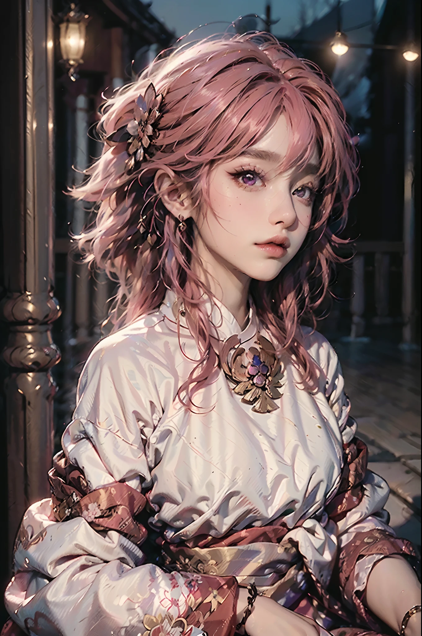 (best quality,4k,8k,highres,masterpiece:1.2),ultra-detailed,(realistic,photorealistic,photo-realistic:1.37), a beautiful young woman dressed as Yae Miko, pink hair, genshin impack