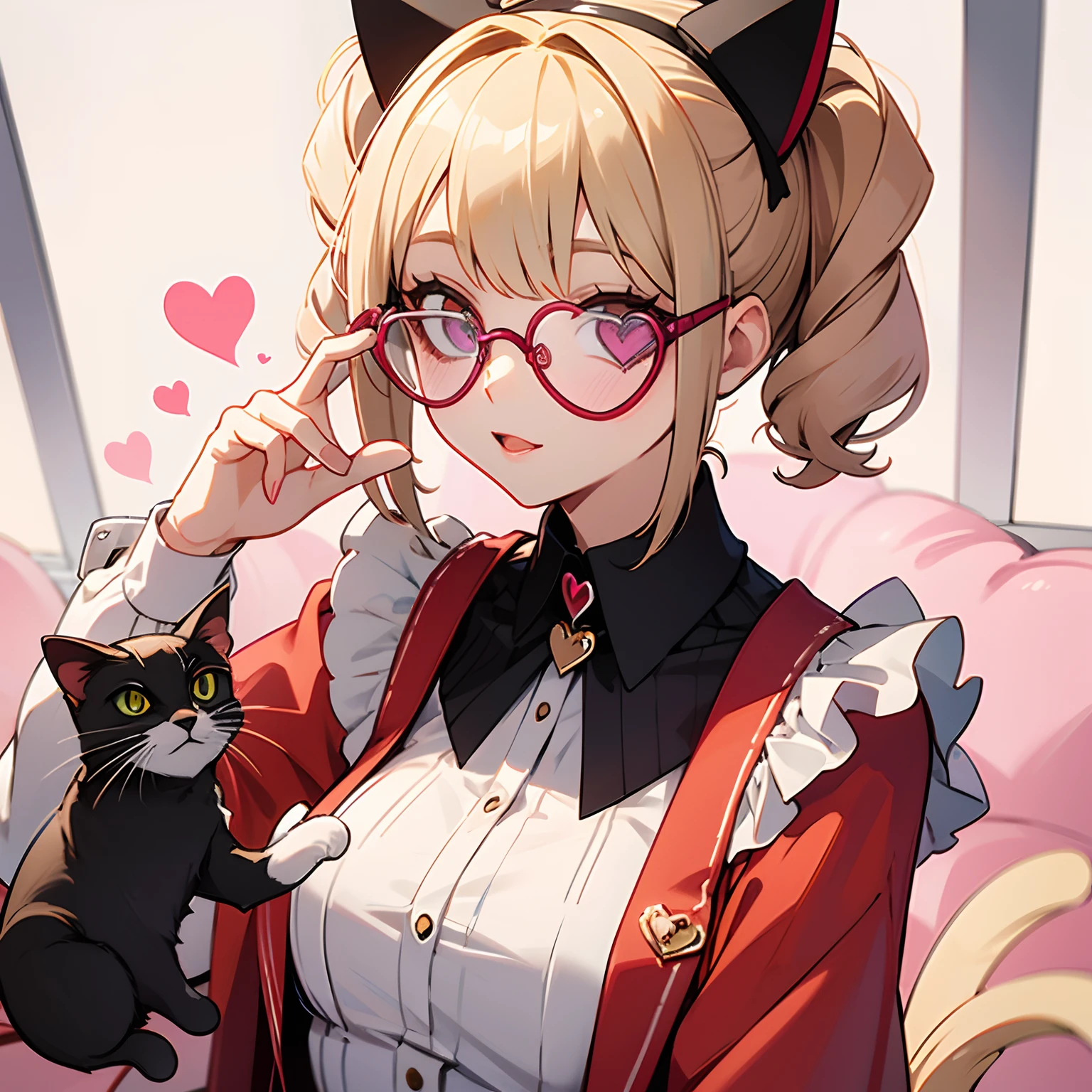 Glasses cat, Heart-shaped glasses, masterpiece, best quality, super detail