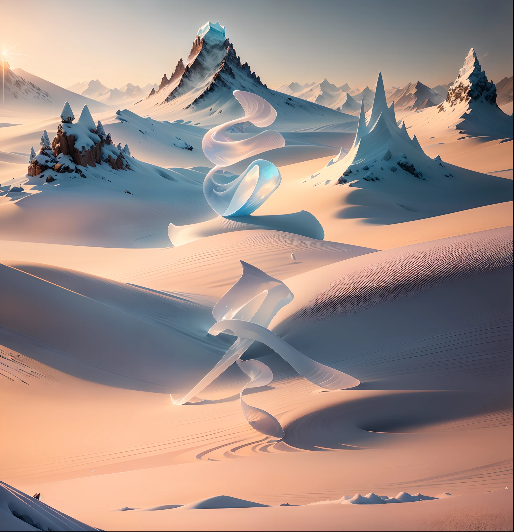 Space Magic Week, Magic concept art highlights,Ancient Chinese landscapes,snow mountains,snowy peak,mountain ranges,Winters,snowflower,Snow and ice cover,Ice Lake,Cold,branches,Bleak,fog atmosphere,blue-sky,baiyun,Rime,Winter sun,north wind,Icicles,snow landscape,holly,Pine,Ice,Frozen soil,Chill,ice - carving,(Very detailed CG unity 8K wallpaper),most beautiful artwork in the world,Professional majestic oil painting,iintricate,high detal,sharp fokus,dramatics,Realistic painting art,Romantic landscape style, canon eos 5d mark iv, Sunny impressionism, sparkling water reflections, high-quality photo, Stock Photo - AR 2:3 --v 5,a digital dreamscape, Fantastic fantasy 3D concept art, stunning concept art ,Warm pigments,Bright colors,Bright light,Extreme refinement,(tmasterpiece),super detailing,Epic composition,hyper HD,high qulity,offcial art,32K