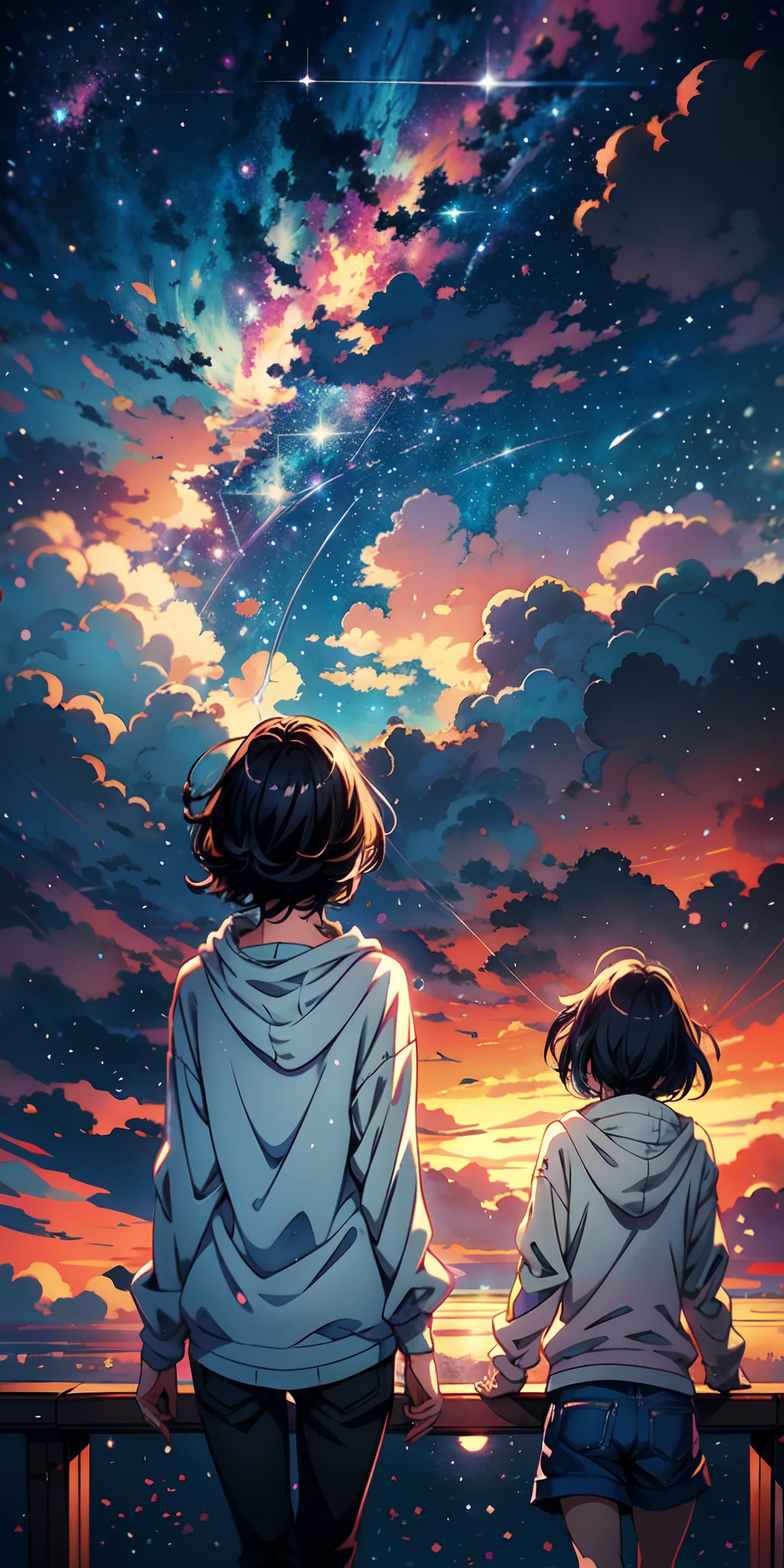 anime wallpapers of a girl looking at a view of the sky and stars, cosmic skies. by makoto shinkai, anime art wallpaper 4 k, anime art wallpaper 4k, anime art wallpaper 8 k, anime sky, amazing wallpaper, anime wallpaper 4 k, anime wallpaper 4k, 4k anime wallpaper, makoto shinkai cyril rolando, anime background art