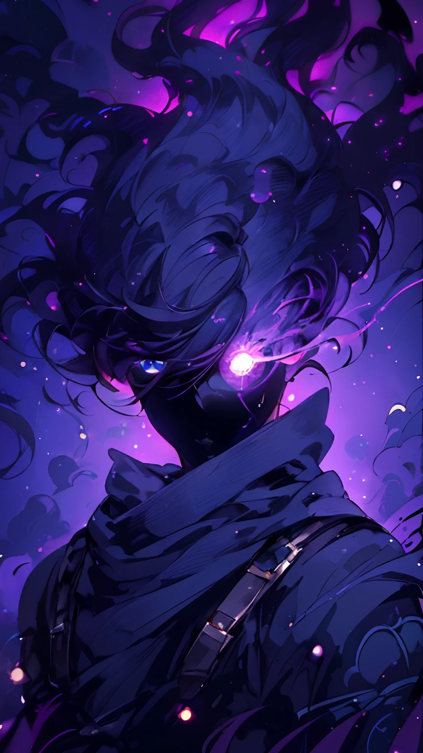 a close up of a person with a purple light in their hair, anime art wallpaper 4 k, anime art wallpaper 4k, anime art wallpaper 8 k, ufotable art style, jen bartel, by Tyler Jacobson, artwork in the style of guweiz, anime epic artwork, artgerm and atey ghailan, handsome guy in demon slayer art