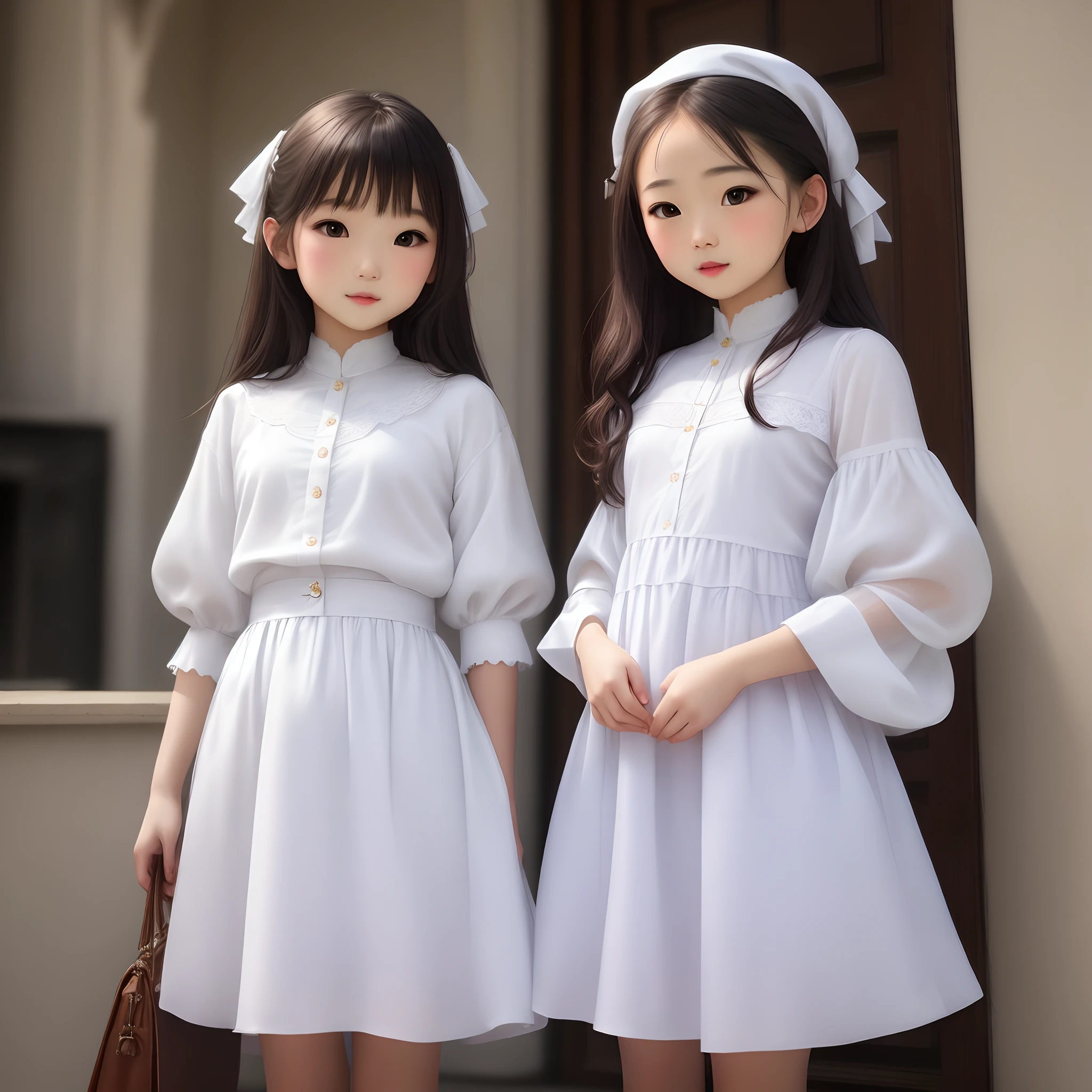 Young girls wear white silk