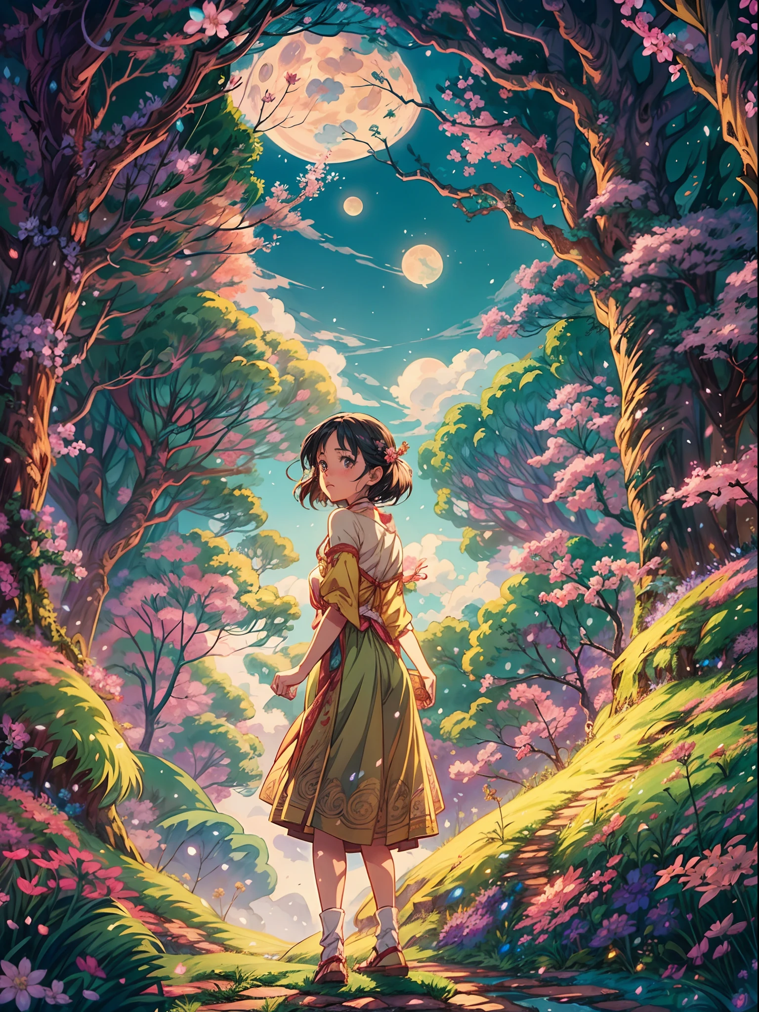 "A girl with magical powers, enchanted forest, vibrant colors, whimsical creatures, detailed animation, Studio Ghibli-style, anime art, mystical atmosphere, cherry blossom trees, soaring dragon, emotional storytelling, breathtaking scenery, hand-drawn illustrations, captivating storyline, expressive characters, dreamlike visuals, ethereal music, iconic moments, delicate brushstrokes, seamless animation, heartwarming moments, imaginative world, intricate details, captivating soundtrack, magical spells, ancient legends, mesmerizing animation techniques, enchanting soundtrack, nostalgic vibes, journey of self-discovery, mythical creatures, epic adventure, surreal landscapes, emotional rollercoaster, spellbinding narrative, artistic masterpiece, breathtaking animation, immersive experience, stunning cinematography, heartwrenching moments, unforgettable characters."