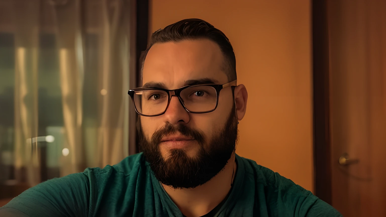 There's a man with glasses and a beard sitting in a room, imagem de qualidade muito baixa, sem barba, com uma barba pequena, neckbeard, sem barba, sem barba e bigode, foto de perfil headshot, cerca de 3 5 anos, foto de baixa qualidade, Streamer do Twitch / Jogador Ludwig, imagem frontal, david rios ferreira, with nerdy glasses and goatee