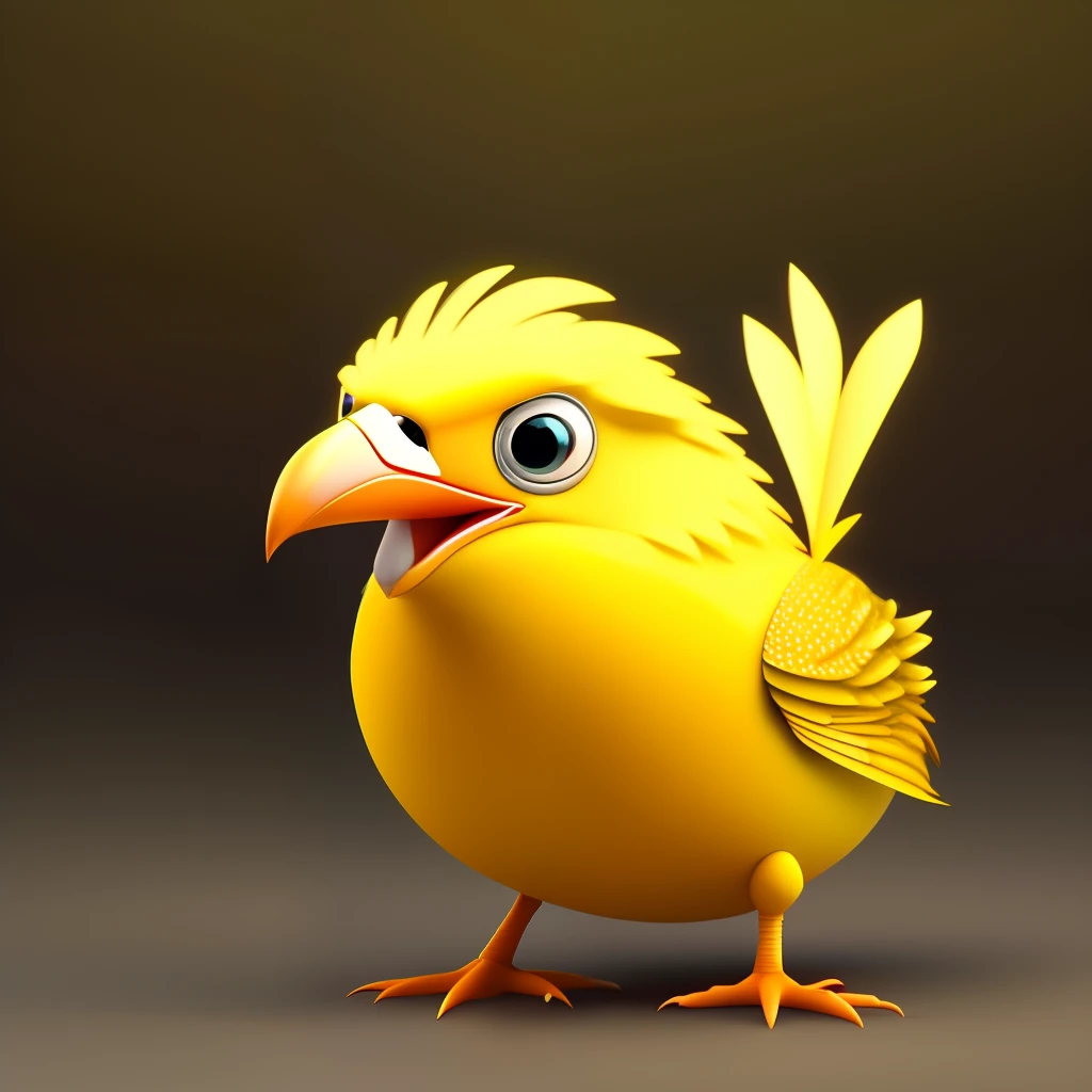 A yellow bird, cocky, cocky expression, A smirk with an open mouth, , official render, Yellow beak, Happy and sneering expression, anthropomorphic bird, sentient bird, with a yellow beak,，Animation style produced by Sony Pictures，Sell moe