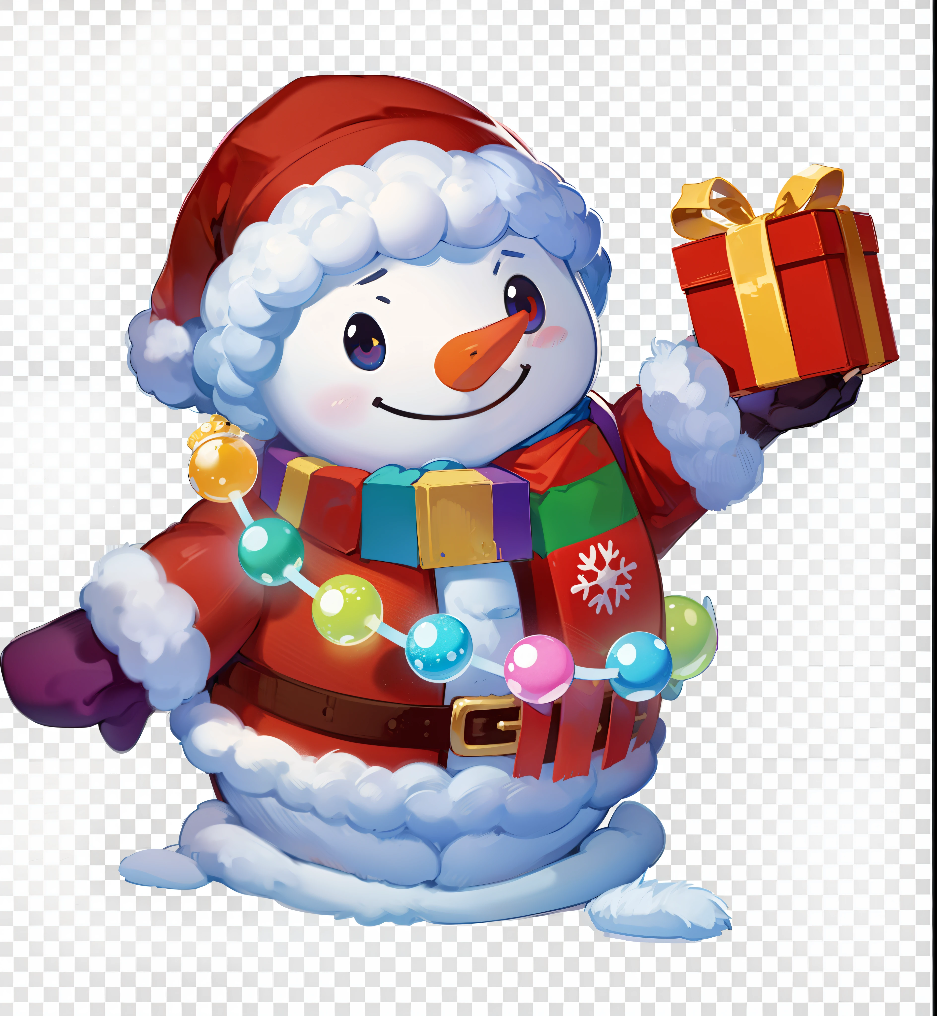 tmasterpiece,high qulity,yukito,adolable,The gift is in hand,Colorful scarf,Carrot nose