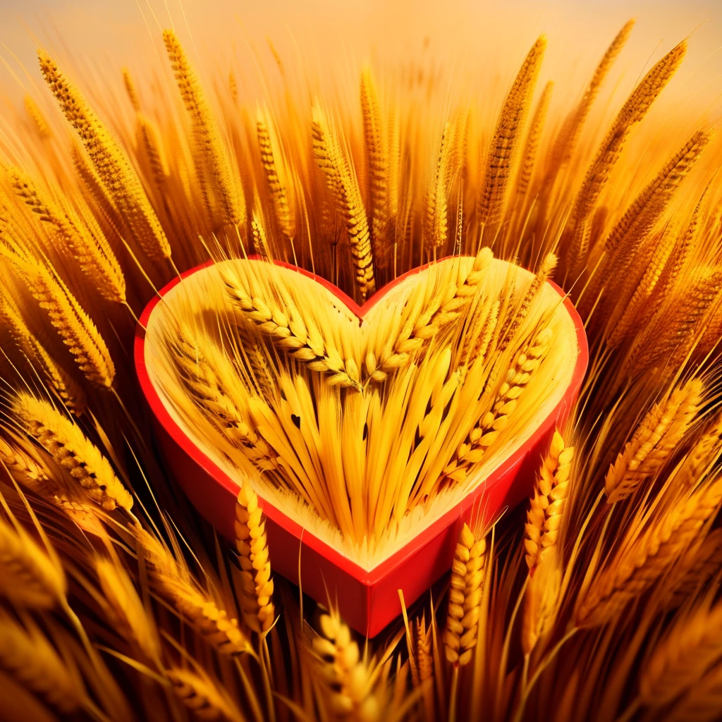 Use ears of wheat to form a heart shape