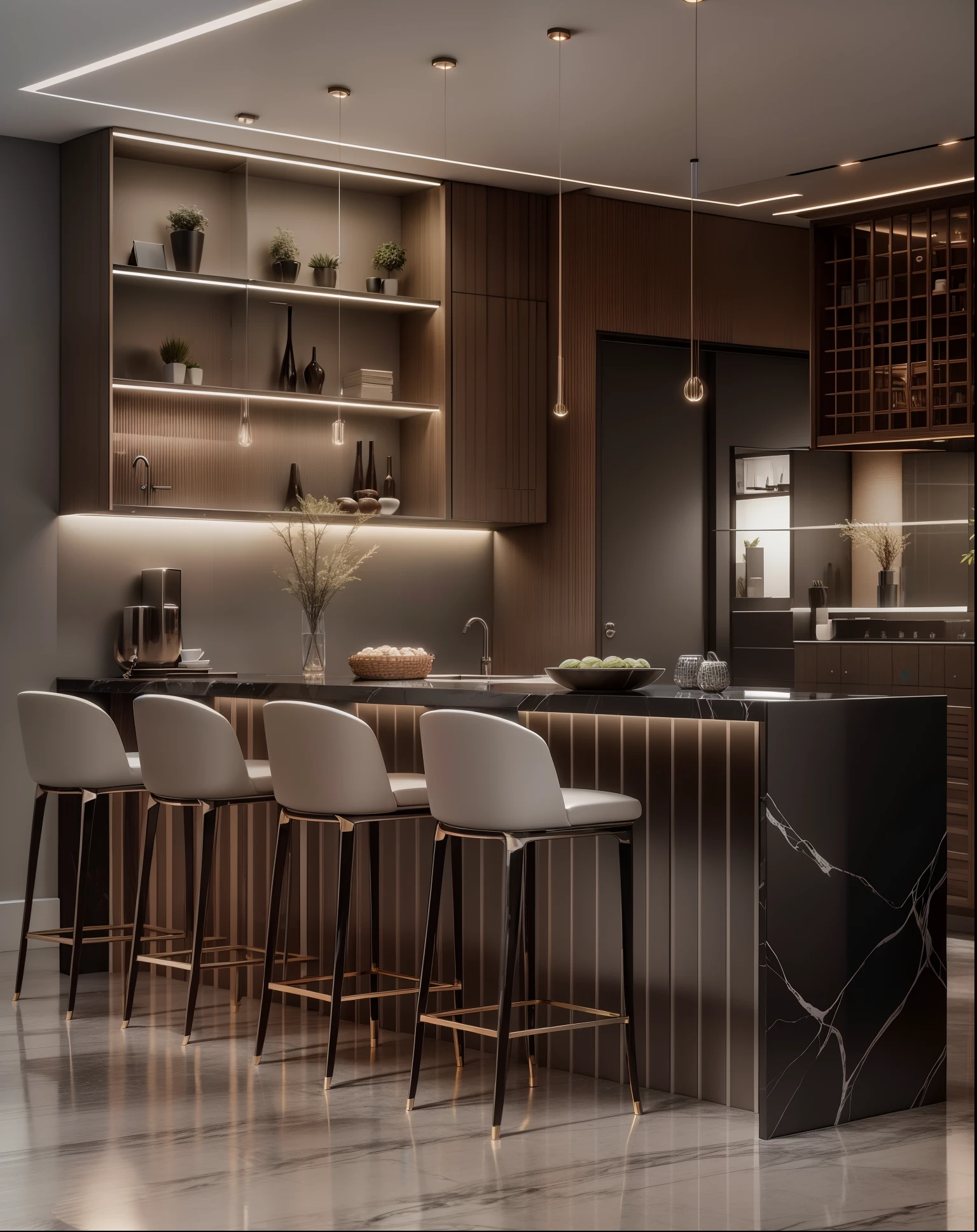 You are a renowned interior designer and have been commissioned to create a 3D image of a modern large room. Create a harmonious environment with modern and minimalist furniture. inclua algumas plantas interiores para dar um ar mais fresco.