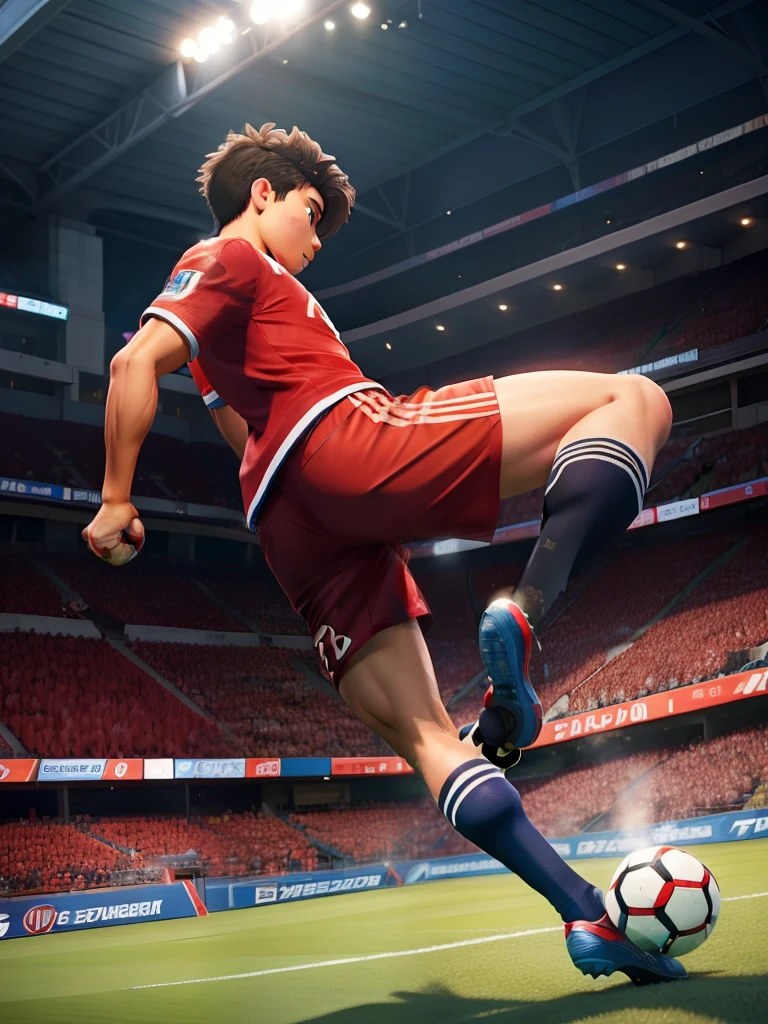 "(best quality,highres),dynamic camera angles,vivid colors,powerful kicks,breathtaking moves,spectacular goals,amazing stunts,outstanding precision,astonishing athleticism,Japan soccer manga,incredible forceful strikes"