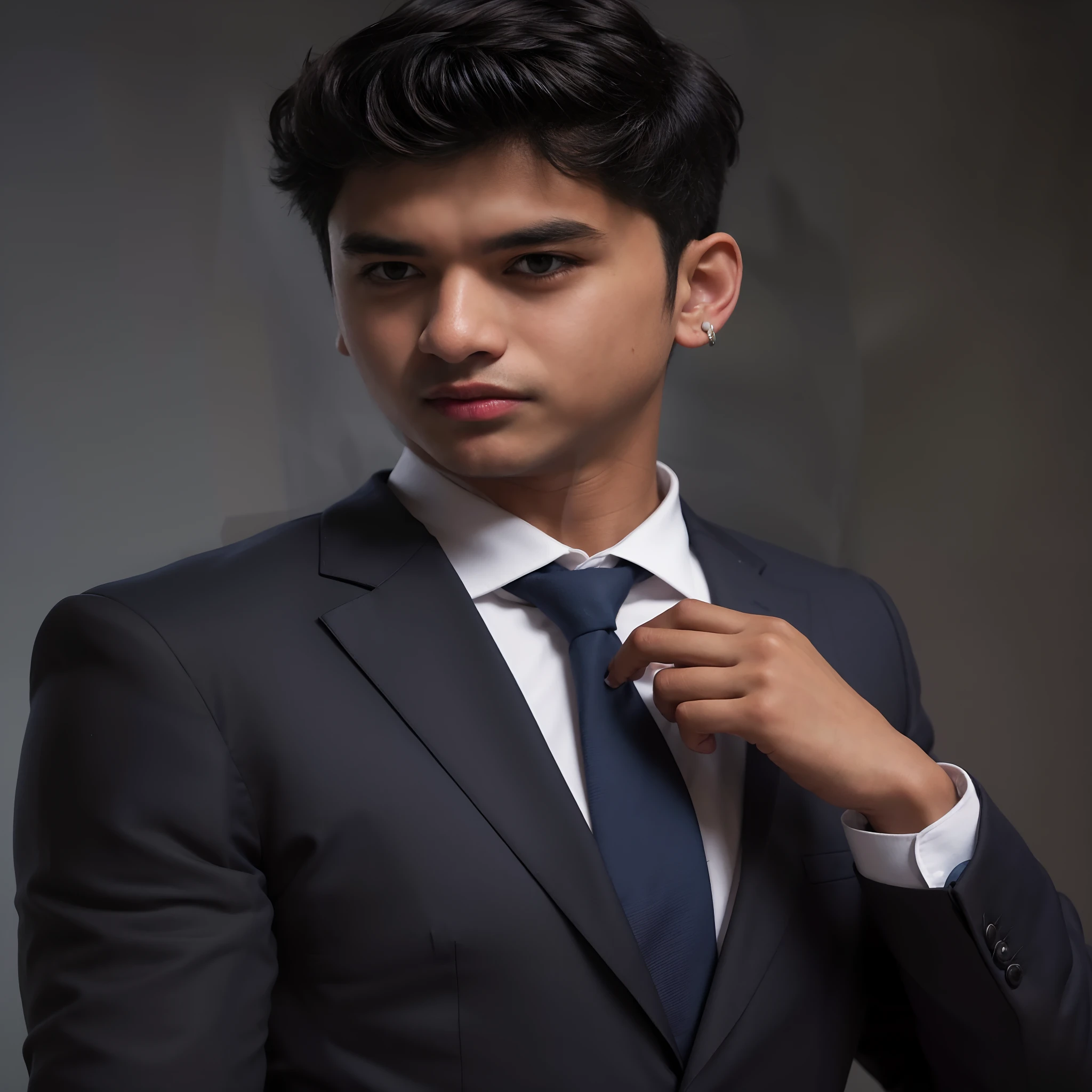 a close up of a man wearing a blue jacket and a heart shaped sticker, with accurate face, with lovely look, very very low quality picture, portait photo profile picture, blue colored traditional wear, profile pic, dressed in a jodhpuri suit, around 1 9 years old, with blue skin, very very low quality, facebook profile picture, handsome man