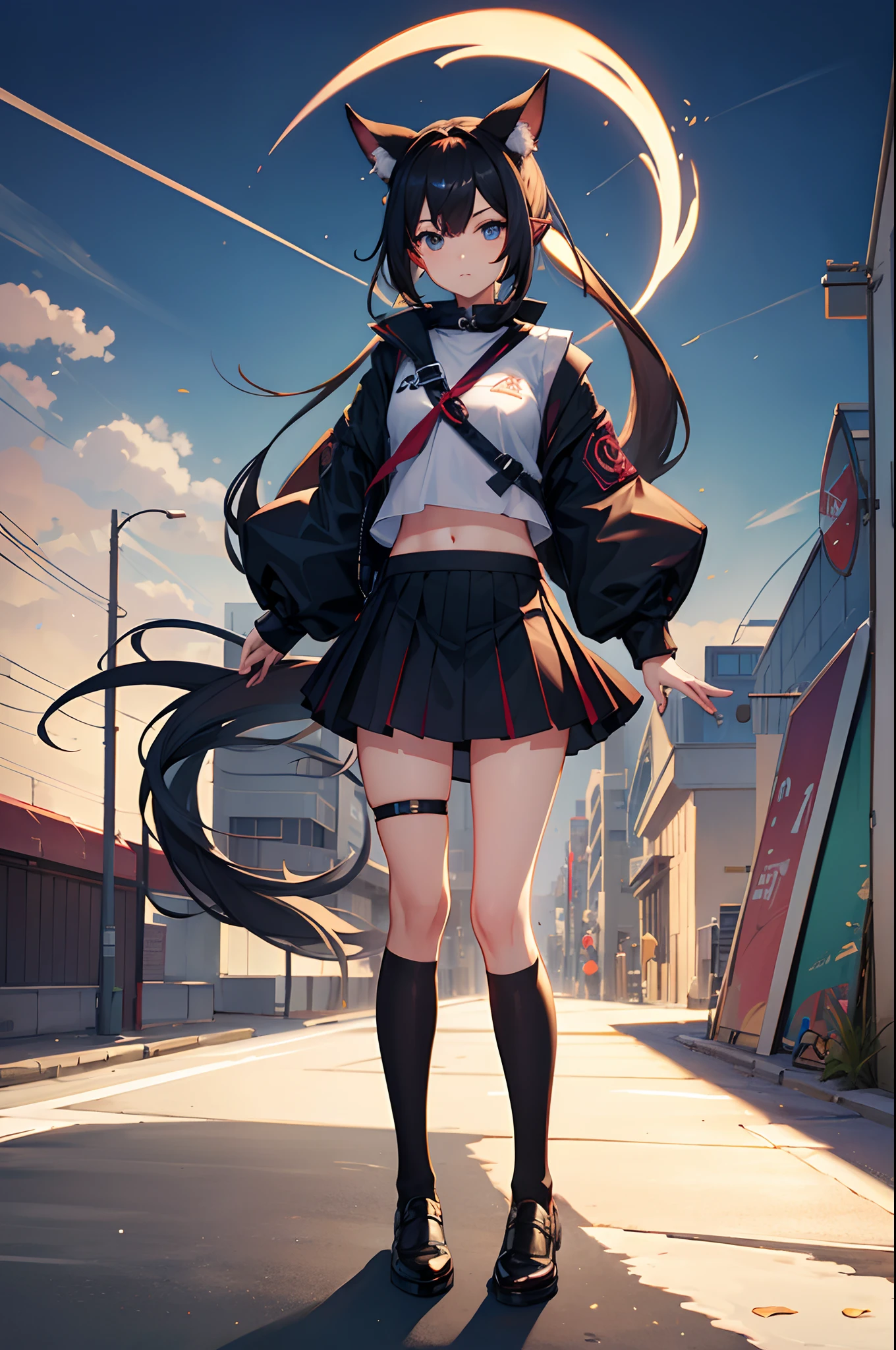 one-girl,double tails,in a skirt