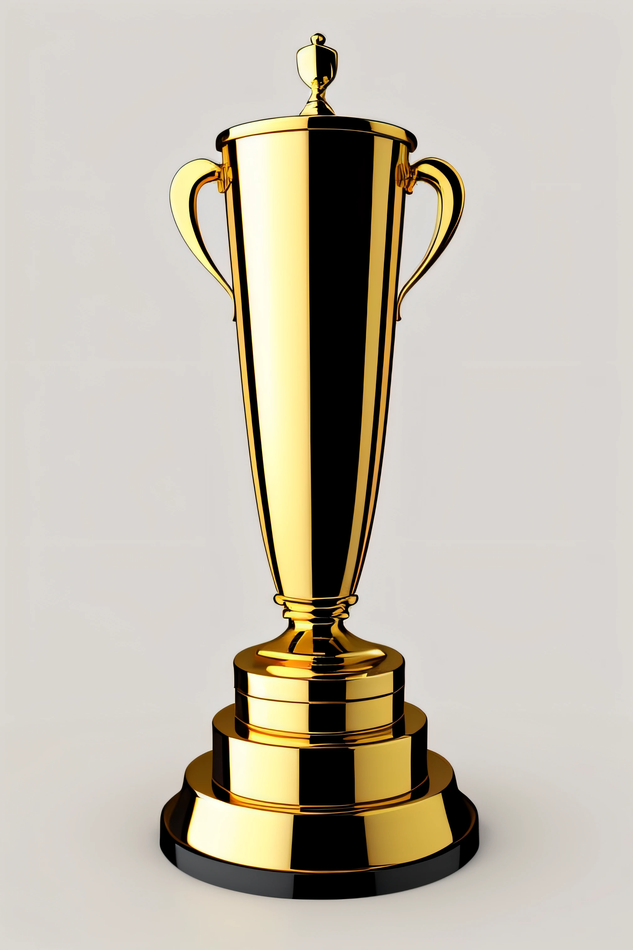 The Golden Trophy has a thumbs up symbol on top of the trophy and a white background