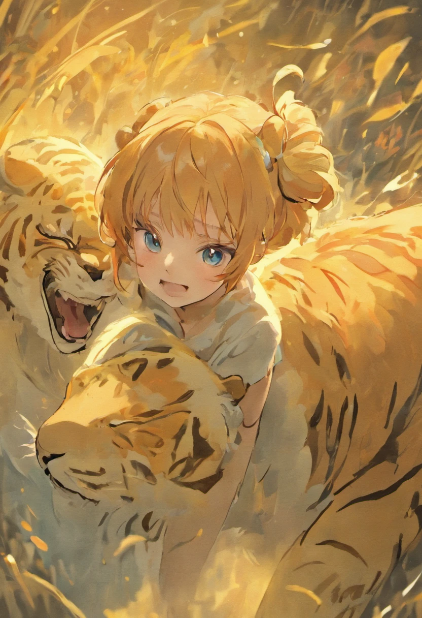 kawaii tiger,white background,flat style,in the style of digital painting,light cyan and light amber,contest winner,32k uhd,playful caricatures,furry art,bold,manga-inspired characters--ar3:4
