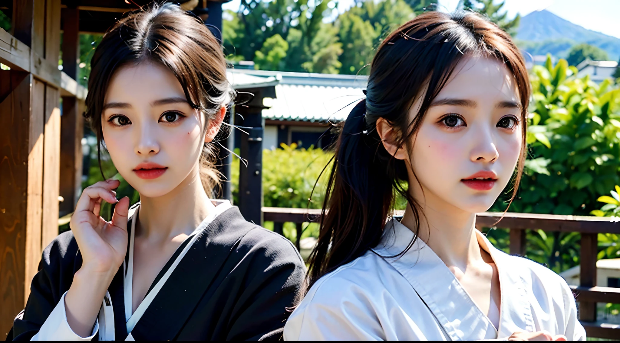 ((Japan Girl,1.4))About 20 years old,slenderbody,Slim Beauty,((Kyudo)),((Archery Women)),Hakamahaori,Detailed eyes,cabelos preto e longos,poneyTail,Real image quality,An ultra-high picture quality,8K,masutepiece,Raw photo,Live action,profetional lighting,((Night background)),Absurd beauty,Beautiful face