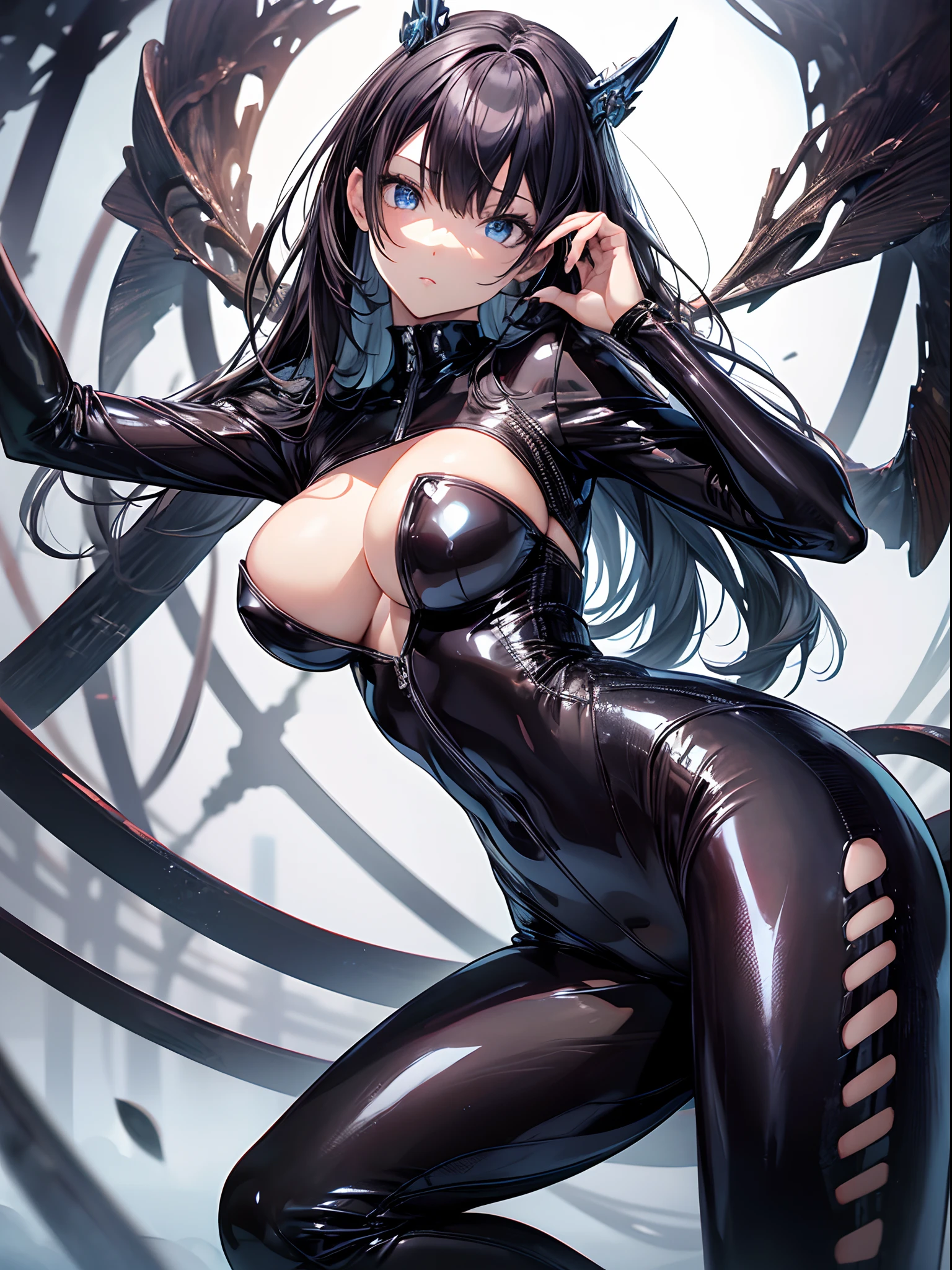 (masutepiece ,Best Quality,Insanely detailed), One absolutely beautiful woman,(solo),Perfect figure,latex catsuit:1.3),detailed and beautiful eyes,Twinkle Eyes,Glossy lips, Perfect Anatomy , Perfect five fingers,Attractive,amazing, Super Fine illustration