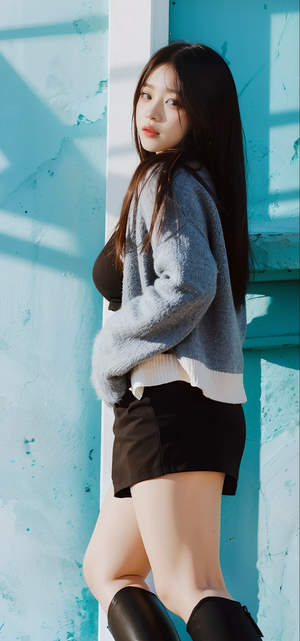 The long-haired woman leaned against the railing,With his eyes closed, bae suzy, On a sunny day, krystal, portrait jisoo blackpink, hot with shining sun, girl wears a red dress, shot at golden hour, Wearing a red cheongsam, Portrait shooting, photoshoot, Album art, ulzzangs, jisoo of blackpink, red velvet, jisoo from blackpink