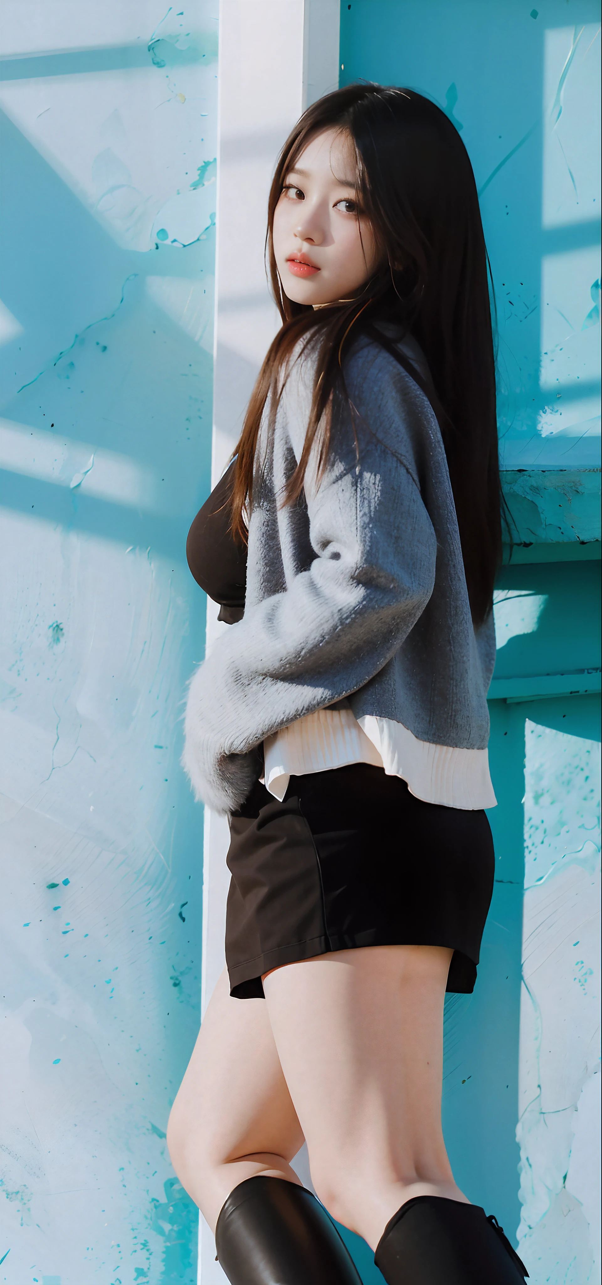 The long-haired woman leaned against the railing，With his eyes closed, bae suzy, On a sunny day, krystal, portrait jisoo blackpink, hot with shining sun, girl wears a red dress, shot at golden hour, Wearing a red cheongsam, Portrait shooting, photoshoot, Album art, ulzzangs, jisoo of blackpink, red velvet, jisoo from blackpink