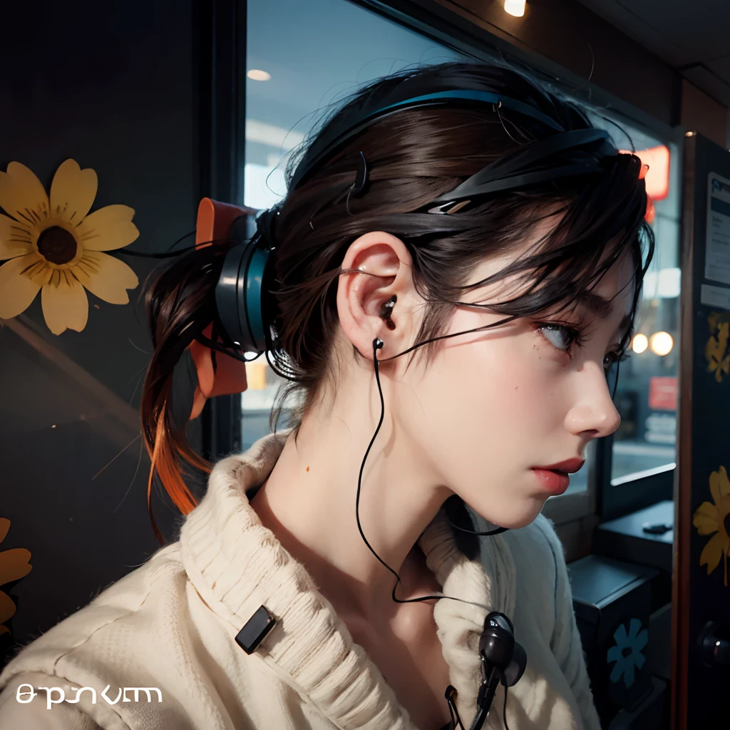 Close-up of a woman with earplugs on her head, with headphone, Earphone, Wearing black headphones, with headphone, headset on head, wearing a gaming headset, wearing modern headphone, earbuds, Ear, Wearing earphones, 480p, 4 8 0 p, Earphone, Wearing headphones, With black, earbuds jewelry, Wearing a headset, attractive neck, big breasts beautiful