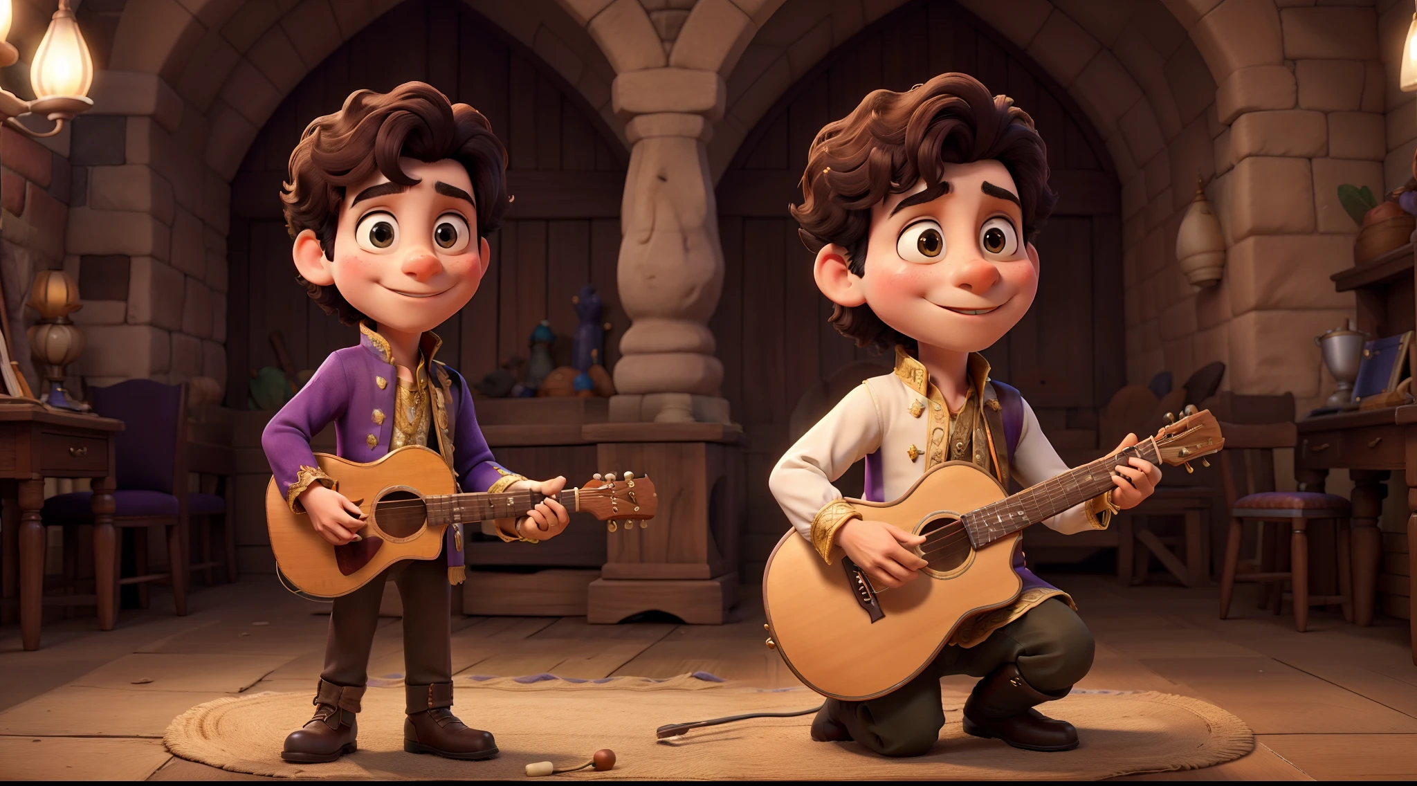 prince, proud, tall, middle age, alone, lute, illuminated face