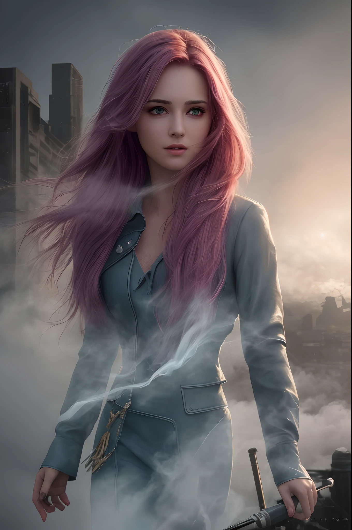 Photorealistic, RAW photo, realistic colors, Colorful, Pretty woman, 20 years, walking through a futuristic cityscape, extremely sexy, A hyper-realistic, dynamic, cinematic composition, delicate detail, highly detailed face and eyes, Masterpiece, extremely beautiful, adorable, astounding, Exquisite, captivating, winning, showy, glossy, Very cute, Excellent, stupendous, cinematic colors, Full-color colors, Hair illumination, voluminous lighting, 8K, Perfect eyes, perfect pupils, expressive eyes, Smoke, particle fx, mist, fog