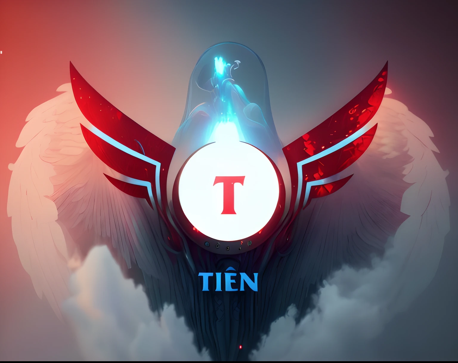 a close up of a red and white logo with a wing, ten lee, tenet, irelia, trendin on artstation, profile picture 1024px, ( ( ( alien ) ) ), twen magazine, tron angel, by Ni Zan, terem, tf 2, tf2, teen, totem 2, aion, ten-dimensional