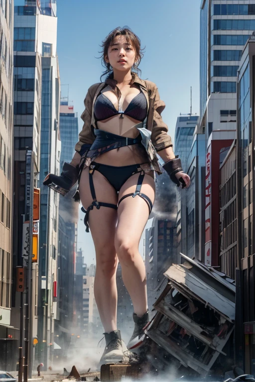 ((top-quality、in 8K、masterpiece:1.3、Raw photo))、Super high quality photos, Japan Top Idol Women With Perfect Beauty, Perfect beauty, ((der riese))、((Wear a see-through shirt)), ((not wearing bra)), (( are protruding)), Demolish a building、 ((Destroy the city)), (Photorealistic: 1.4), (Ultra-high detail), (hyper realisitic: 1.4), (Realistic: 1.3), (Smooth lighting: 1.05), 1girl in, Solo, (Japanese actressl), 20yr old, Full body, ((camel's toe)), ((der riese)), (nffsw), Size difference, ((Destroy the city)), (rampage:1.4), Demolish a building, cinematlic lighting, Ginza Chuo-ku, Tokyo, ((slim thigh)), ((Perfect beauty)), ((The most beautiful face)), ((Transcendent beauty)),