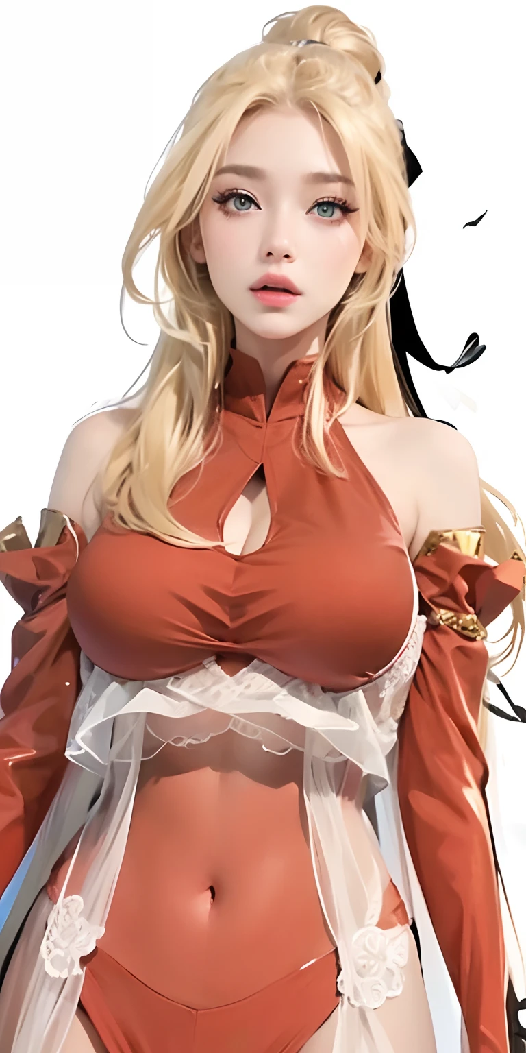 1girl,huge breast, blonde hair, high quality, ultra detailed, masterpiece, realistic