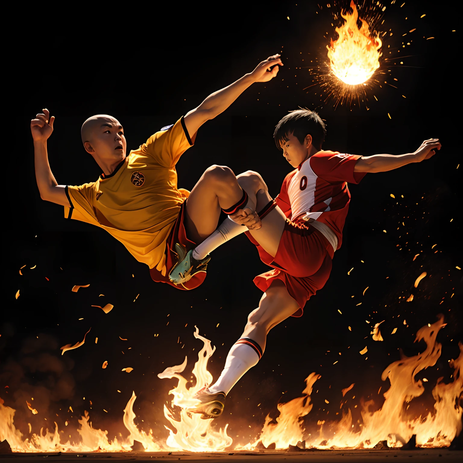 Shaolin Soccer, kicking (Burning Soccer Ball)