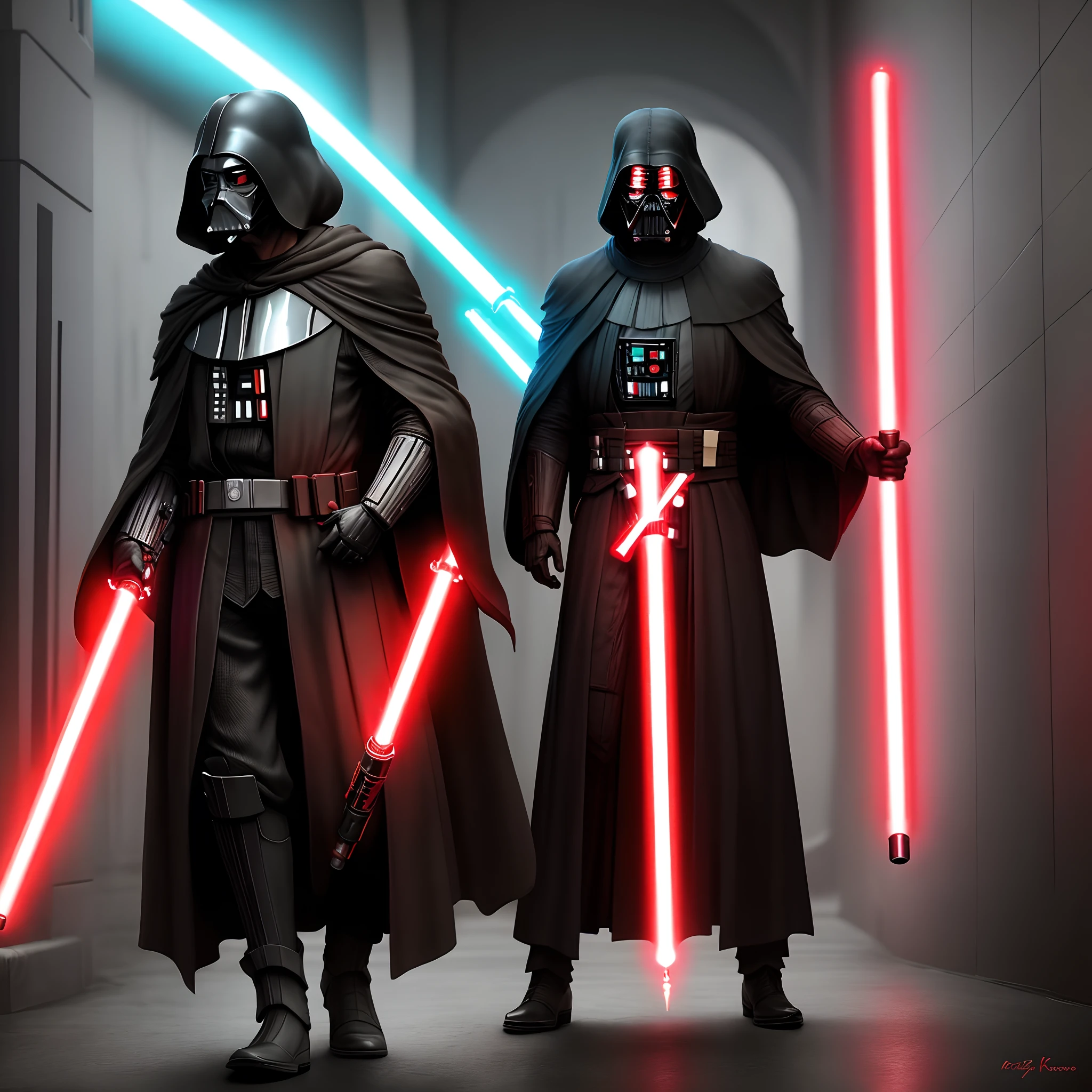 Keanu Reeves as a sith lord, red lightsaber