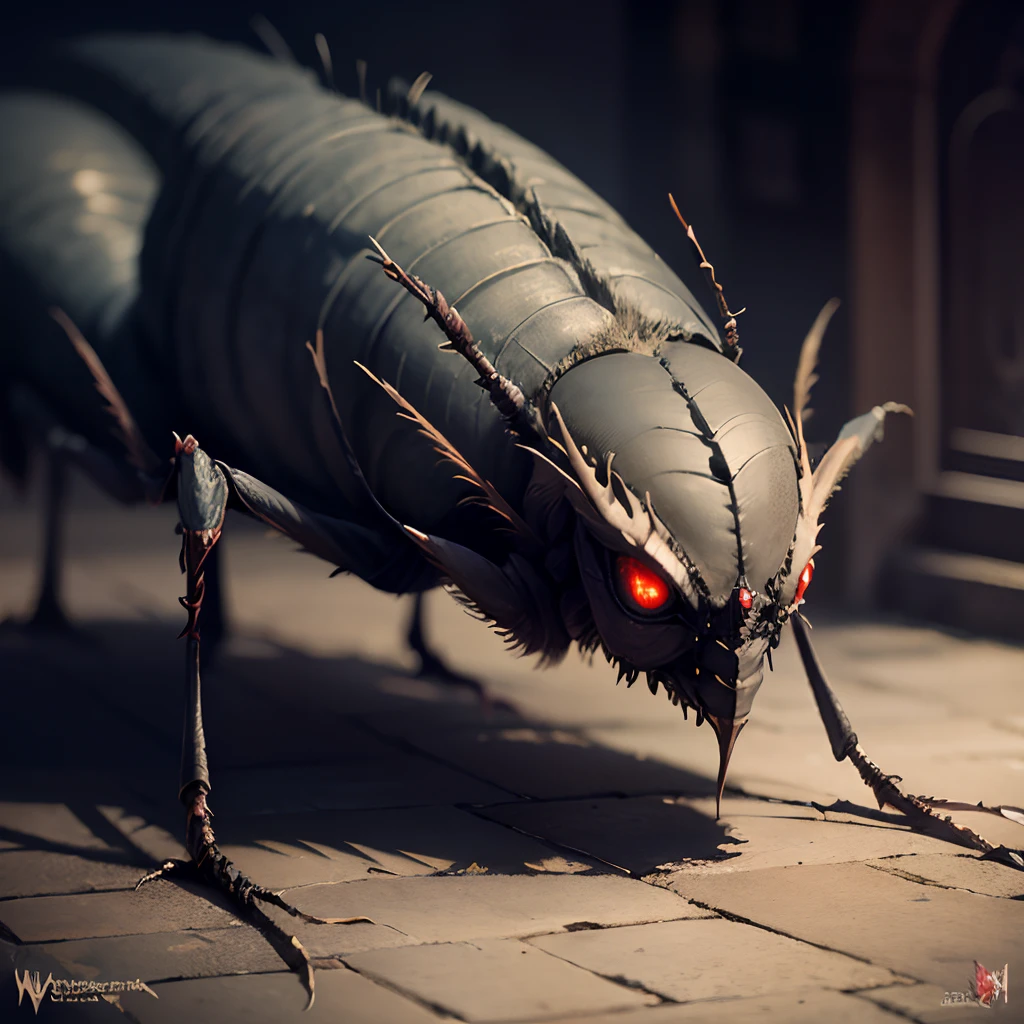 there is a very large insect with two eyes on it, the evil within monster, insectoid, realistic creature concept, one a demon-like creature, one a demon - like creature, scary creature, creepy creature, 8 k ultra realistic creature, madness creature, ugly highly detailed, bloodborne monster, eyes growing on creature, ominous creature hiding detailed