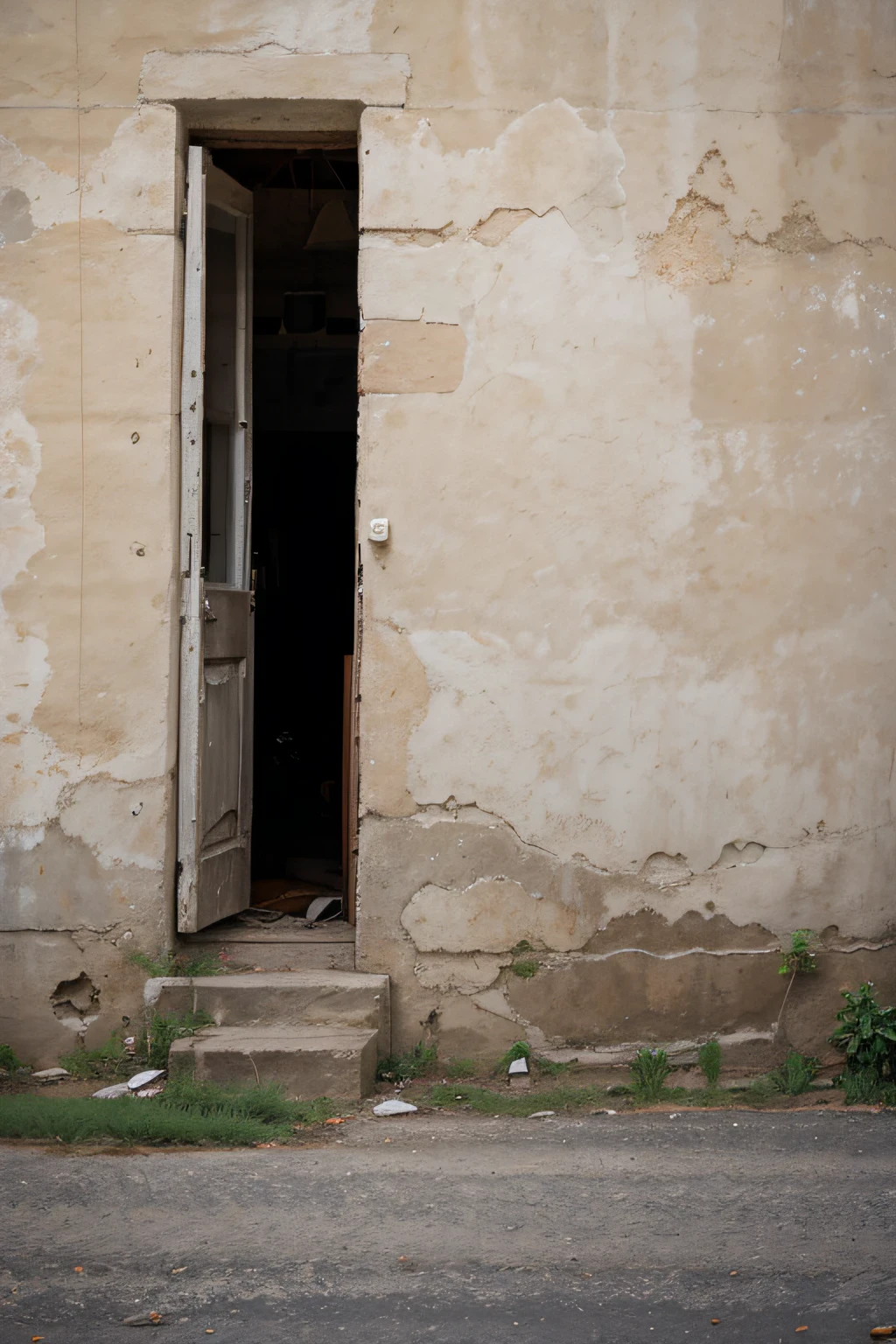 old house outside view dirty wall