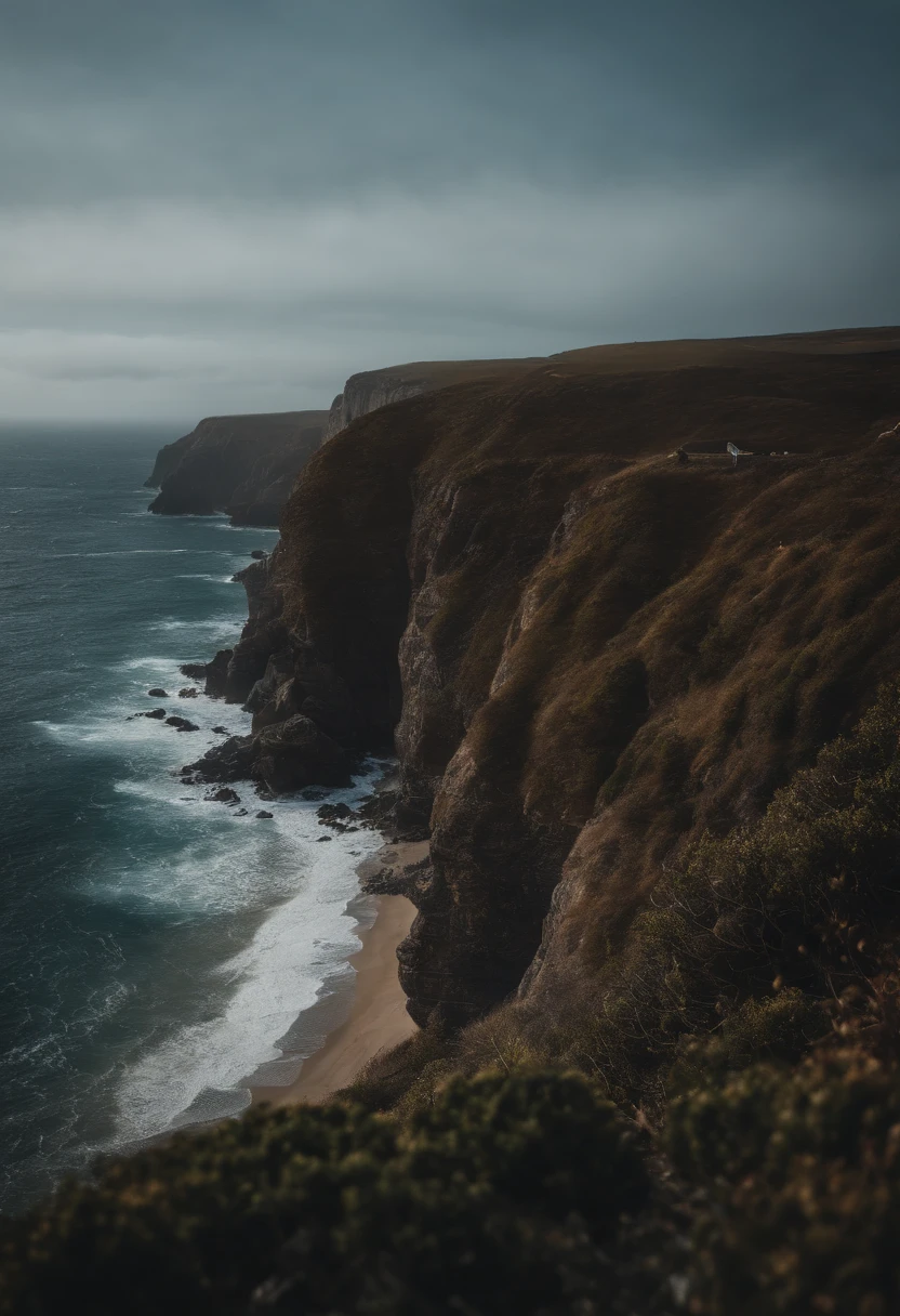 A coastal road hugging the cliffs, offering breathtaking views of the sparkling blue ocean below, with waves crashing against the rocks.