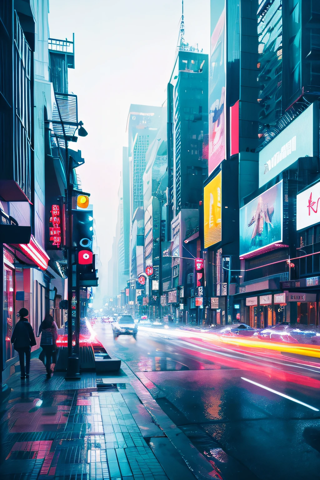 Landscape painting　futuristic cities　colourfull　pop music　kawaii
