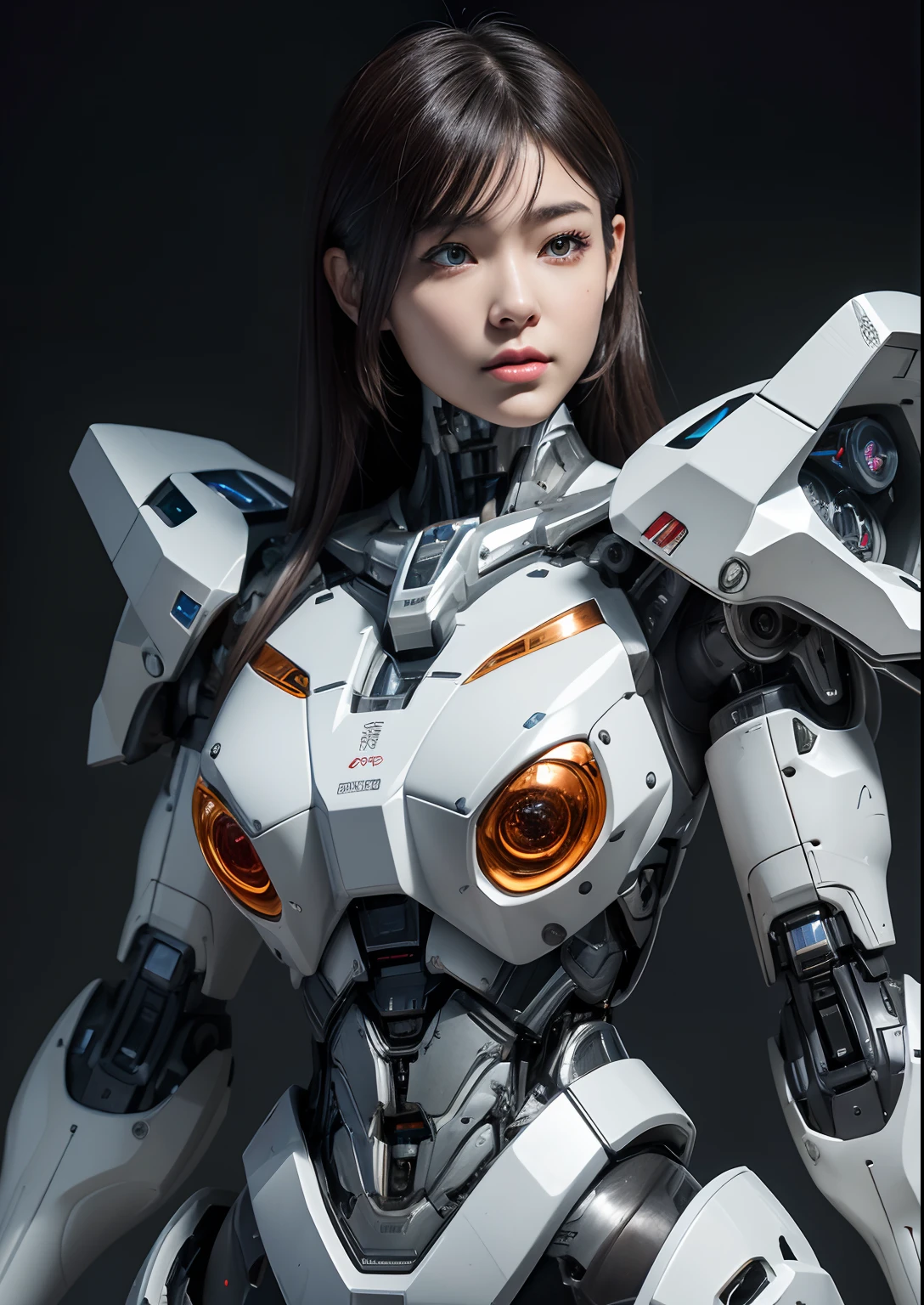 Textured skin, Super Detail, high details, High quality, Best Quality, hight resolution, 1080p, hard disk, Beautiful,(cyborgs),beautiful cyborg woman,Mecha Cyborg Girl,Battle Mode,Girl with a Mecha Body,She wears a battle cyborg mech with a weapon,Fulll body Shot