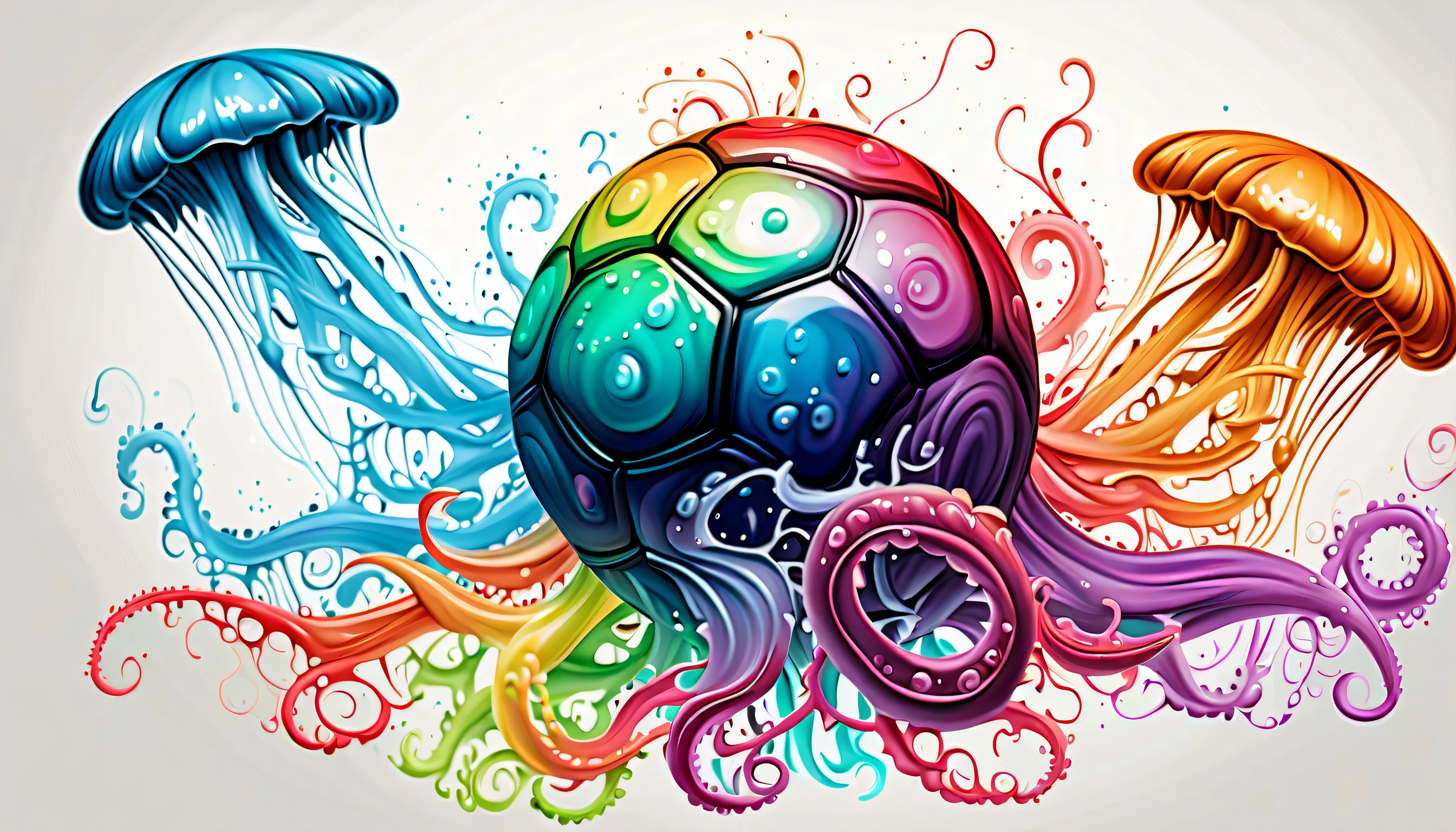 fused soccer ball and Jellyfish glow, dark fantasy creature sea monster, alternative soccer goal undersea cave, power, horror, terror, awe, blending seamlessly into the background, sense of energy and vibrancy. sorcerer illustration of fountain-pen and gel masterpiece, intricate details and flawless quality, ultimate in quality and resolution, high contrast sophistication masterpiece, stunningly detailed paintwork, breathtaking beauty, amazed incredible realism, realistic expertly crafted, intricate details and flawless quality, true work of art, ultimate in quality and resolution, high contrast sophistication masterpiece, (stunningly detailed paintwork:1.3), ((delicate intricate paint strokes:1.2)), ultra-realistic detail, (((depth and dimension to this masterpiece:1.3))), stunning extremely insane detail, (((masterful brushstrokes:1.3))),