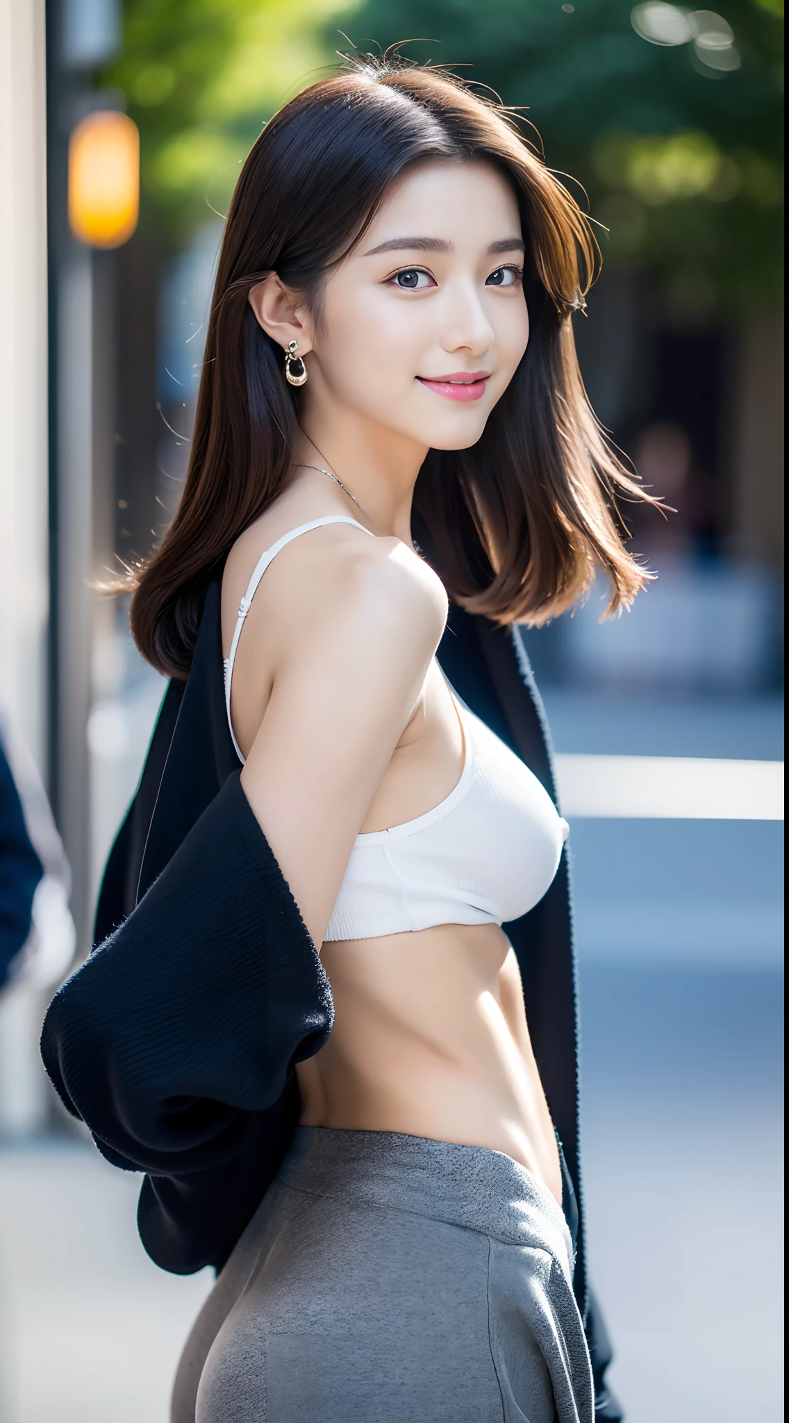 (((32K,very high res, high detailing, highly accurate,Masterpiece Girl 1))),Raw photo & realistic atmosphere,beautiful dark blue eyes,Detailed mouth,Glossy lips,Detailed eyebrows,Soft white skin that shines with every detail,,Eyes drawn in detail、Very beautiful eyes with azure eyes,Detailed lips、Very beautiful face,Very well-formed face、Lifelike face,shiny beautiful lips,Beautiful eyebrows,Infinite reality,Best design,(Insanely cute active and aggressive Japan 16 year old girl,,Toned body,Perfect Gal Leader Model,Beautifully shaped breasts,Very cute beautiful girl,:1.5),Best Natural Makeup,Japanese ido,Korean Idols,Young sensual idol,Moist eyes,Dark beautiful eyes,Beautiful butt,beauty legs,,camel's foot,:1.3),超A high resolution、,Natural and realistic face,Back lighting,Pure eyes are too cute,(((photorealisim,Photograph the whole body))),,Reality Live Action,(simple earrings,a necklace,Glossy nail art,She wears a long black coat over a blue bright-colored sweat hoodie,Wide Slack Pants,White sneakers,Beautiful fashion,Blonde Shorthair,独奏,Lori,Smile faintly,full body Esbian:1.7),(Show full-body fashion,:1.8)
