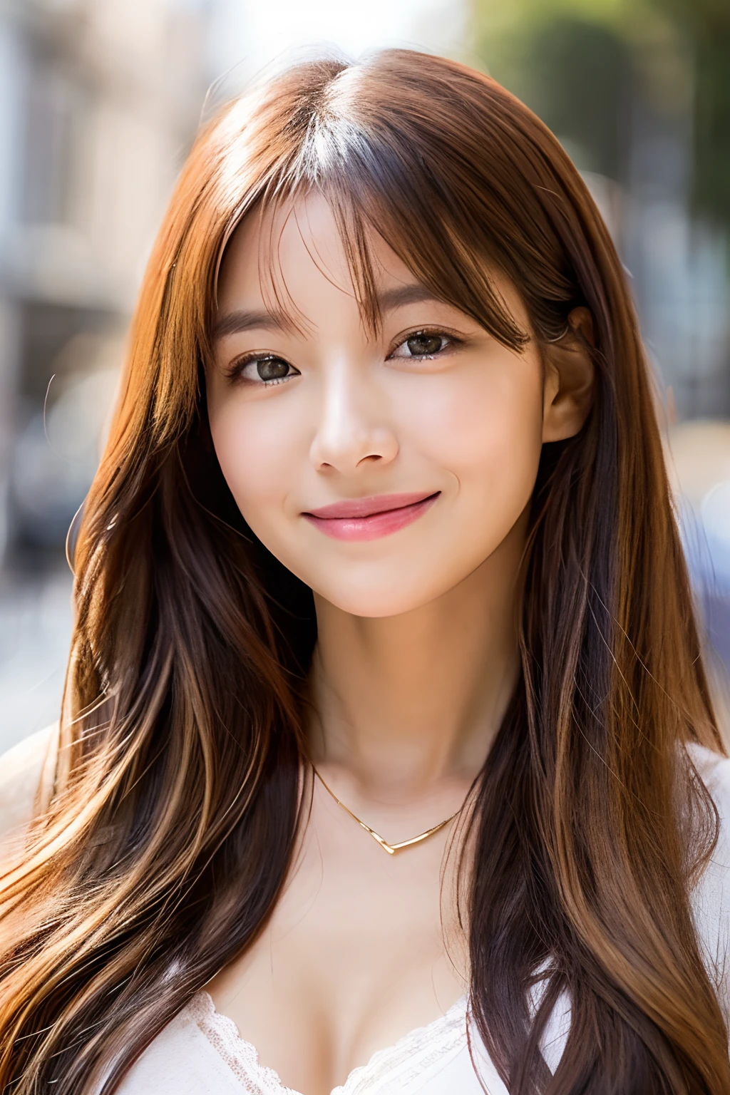 facial expression of smile、White camisole、Mirai_Aizawa、Golden hair、glamorous、huge tit、dual、Eyes are patchy、The nose is clear、Sexy