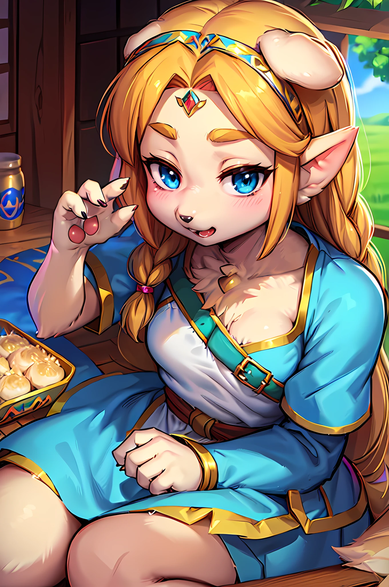 Furry,Dog girl,Masterpiece, Best_quality, 1girll, Solo, Princess Zelda, Nintendo, The Legend of Zelda, albw