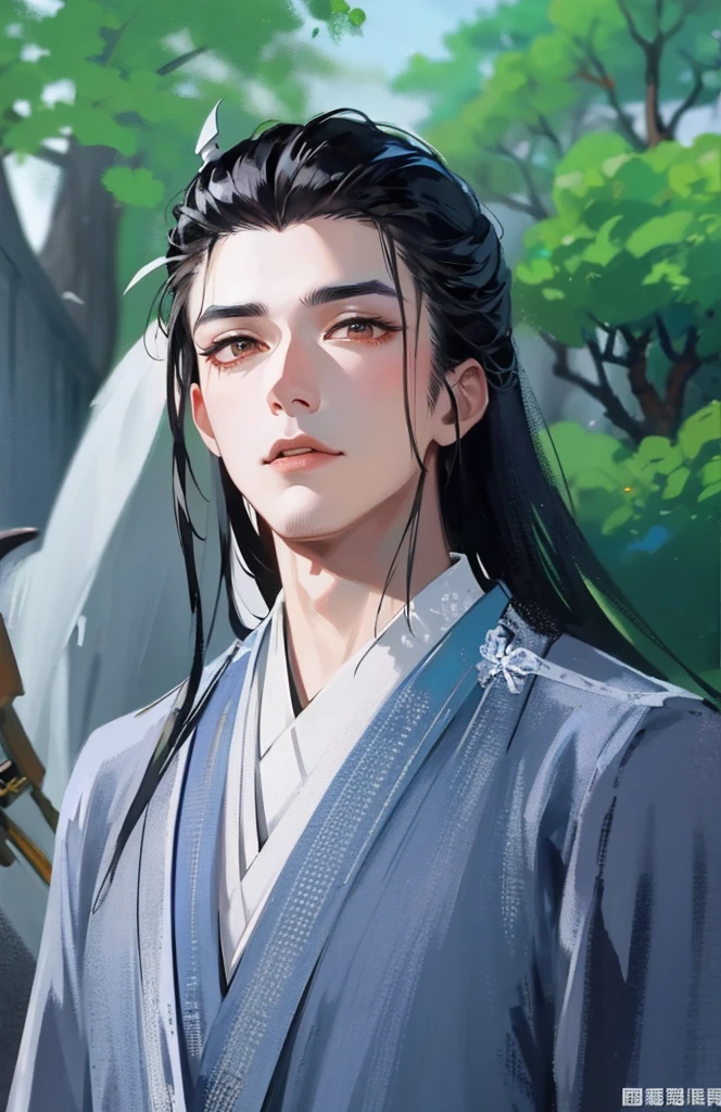 Close-up of a man in a robe and tie, Cai Xukun, Inspired by Zhang Han, xianxia hero, inspired by Wu Daozi, Inspired by Seki Dosheng, young wan angel, tian zi, drak, Xianxia, heise jinyao, Inspired by Zhao Yuan, Li Zixin, xintong chen