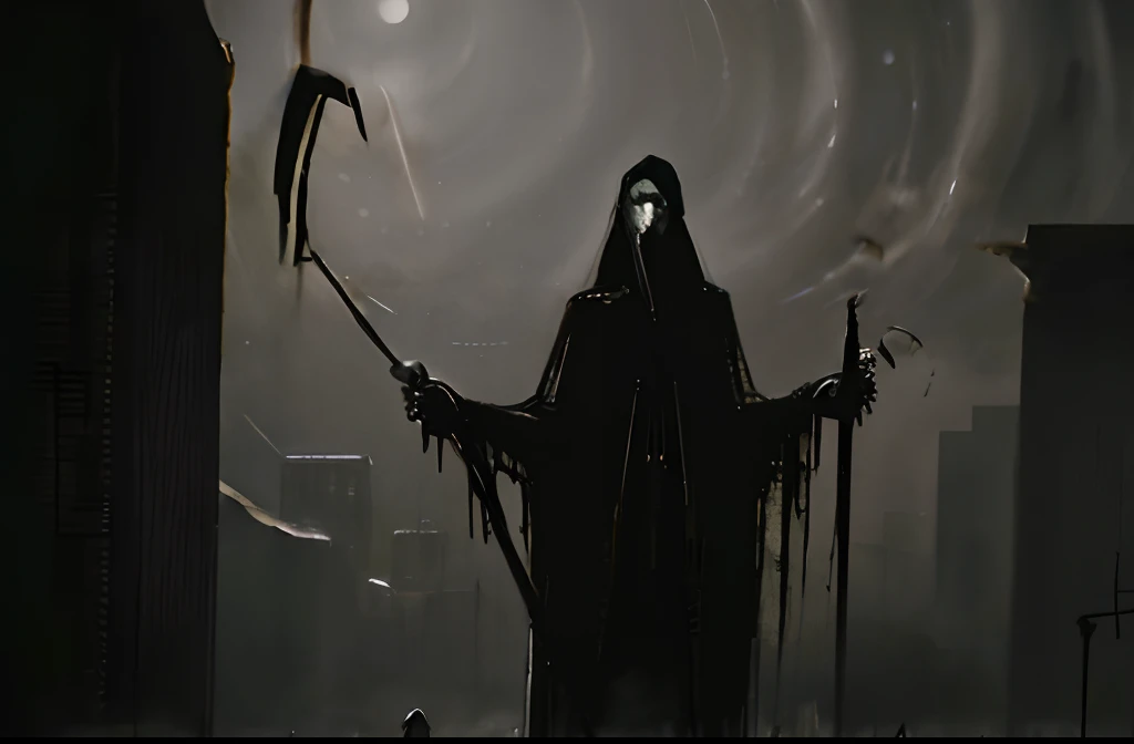 The Grim Reaper's Giant Scythe、black、pointed、Sharp sickle