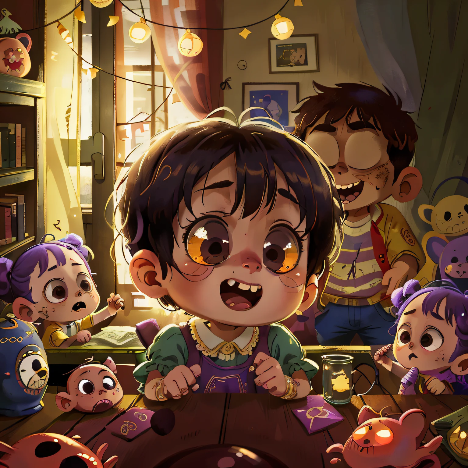 Inside an old apartment、Parents of children、Scary face、Abuse a child、dark ambiance、perfectquality、Clear focus (Clutter-Home:0.8)、(masterpiece:1.2) (realisitic:1.2) (bokeh dof) (top-quality) (detailed skins:1.3) (intricate-detail) (8K) (Eye of Detail) (foco nítido), (Happiness)