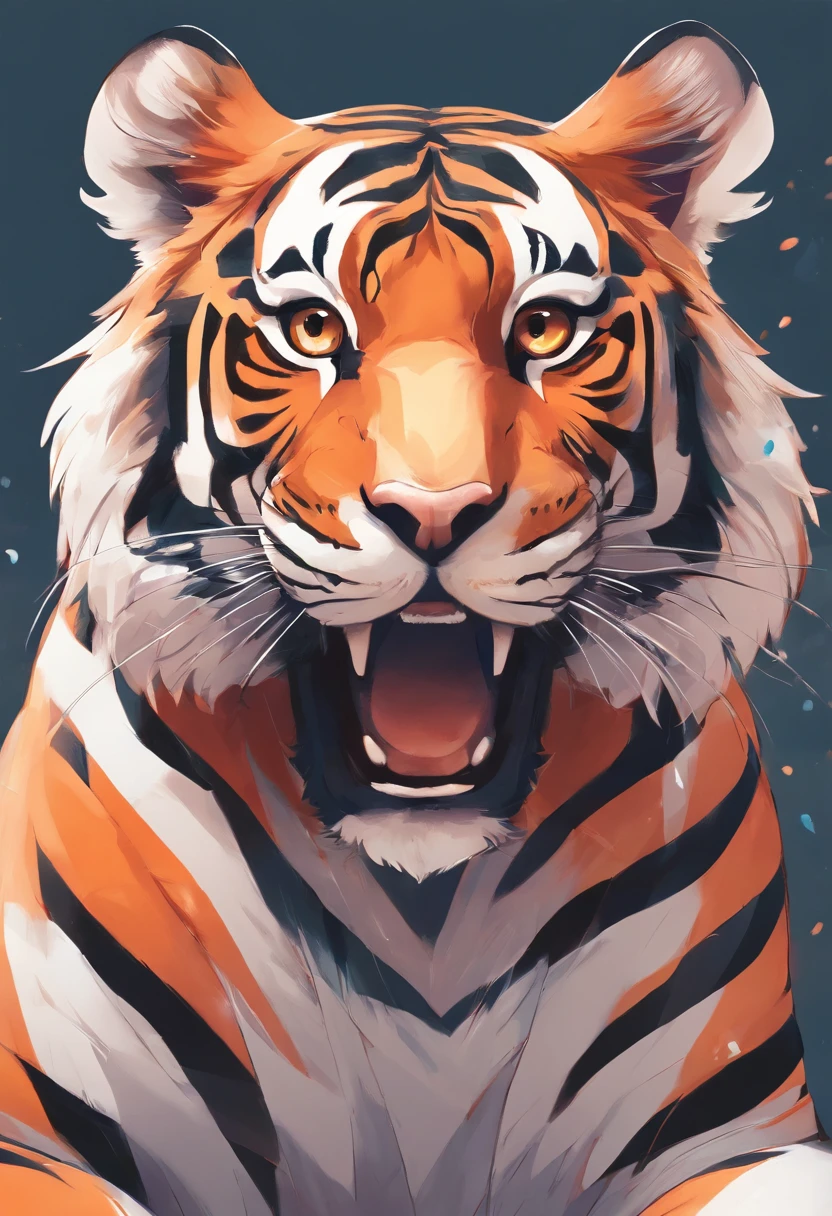Close-up of a cartoon tiger, lovely digital painting, Cute detailed digital art, inspired by Park Hua, Anthropomorphic tiger, high quality character design, inspired by Makoto Shinkai, trending on cgstation, Cute cute cartoon character, cute character, kawaii tiger,