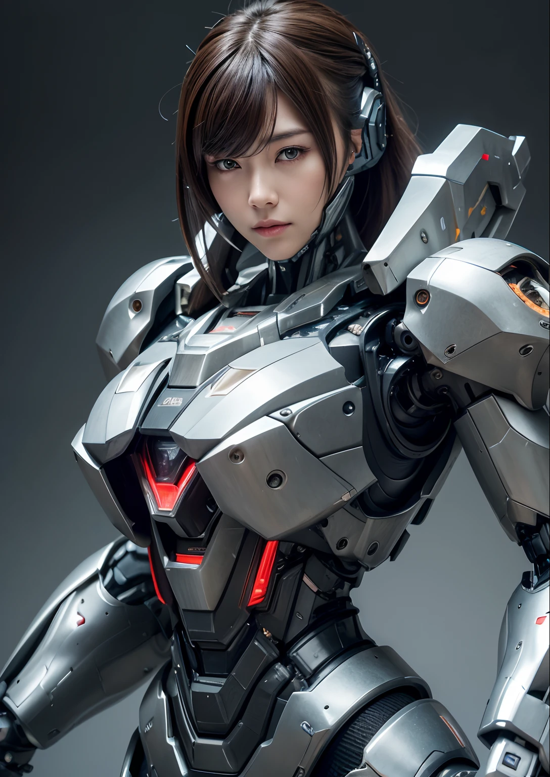 (RAW quality:1.4), Textured skin, Short Hair, Super detailed, Attention to detail, high quality, 最high quality, High resolution, 1080p, hard disk, young, beautiful,(cyborg),beautifulcyborgwoman,Mecha Cyborg Girl,Battle Mode,Girl with a mechanical body, Embarrassed expression, Pink Cheeks, She wears an erotic and revealing cyborg mech, (A boob machine that emits a strong red light), Cowboy Shot, Bare shoulders and cleavage, From the underbust to the abdomen, exposed bare skin, (hard nipples erect:1.4), (nipples pointing up:1.4), (A little pubic hair:1.4), White Gundam Mecha, Combat pose,