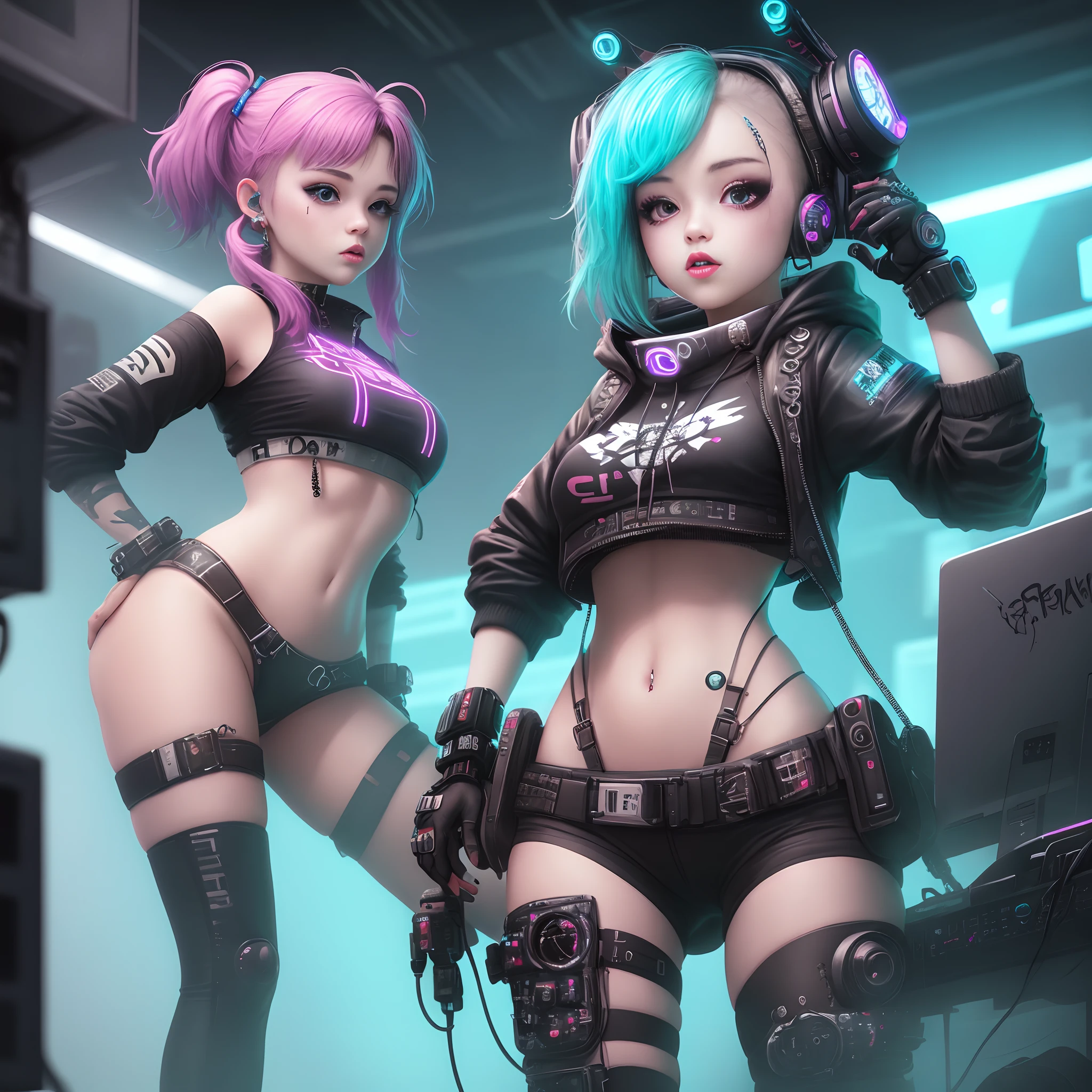 girl with cyberpunked Hip Pop